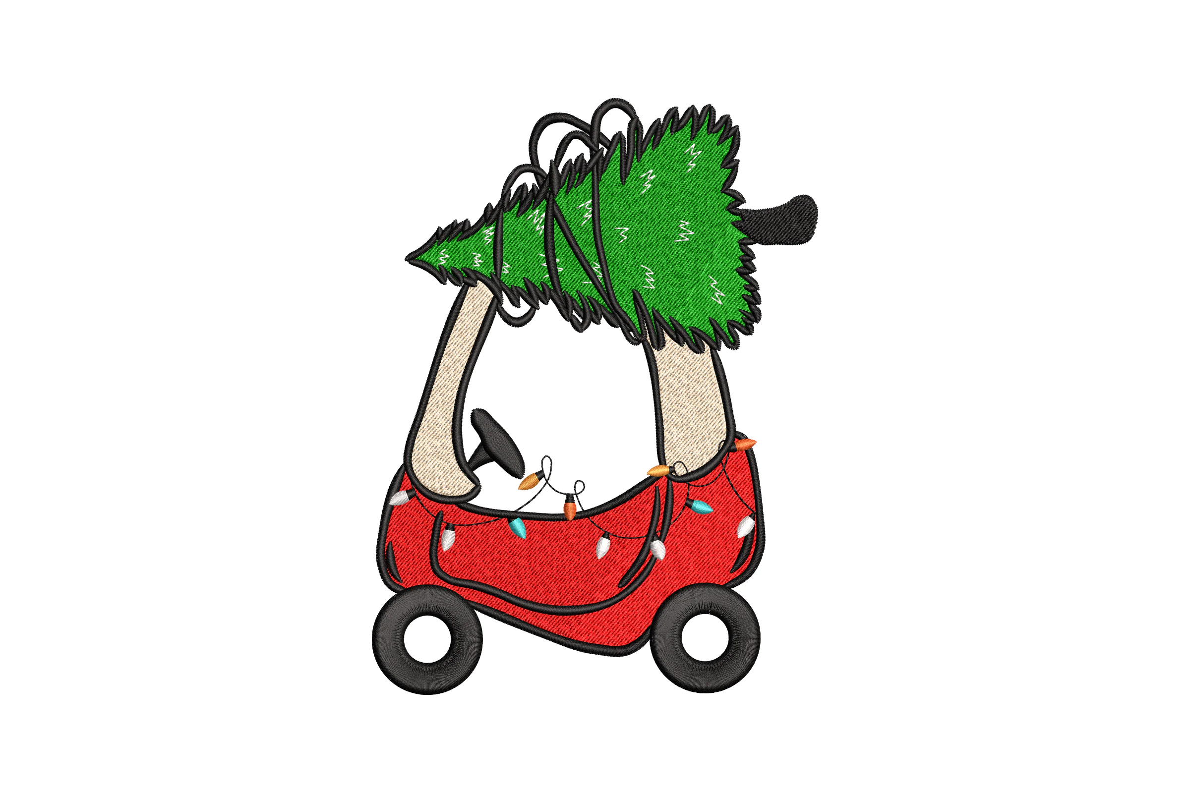 Christmas Car with Christmas Tree Embroidery Design
