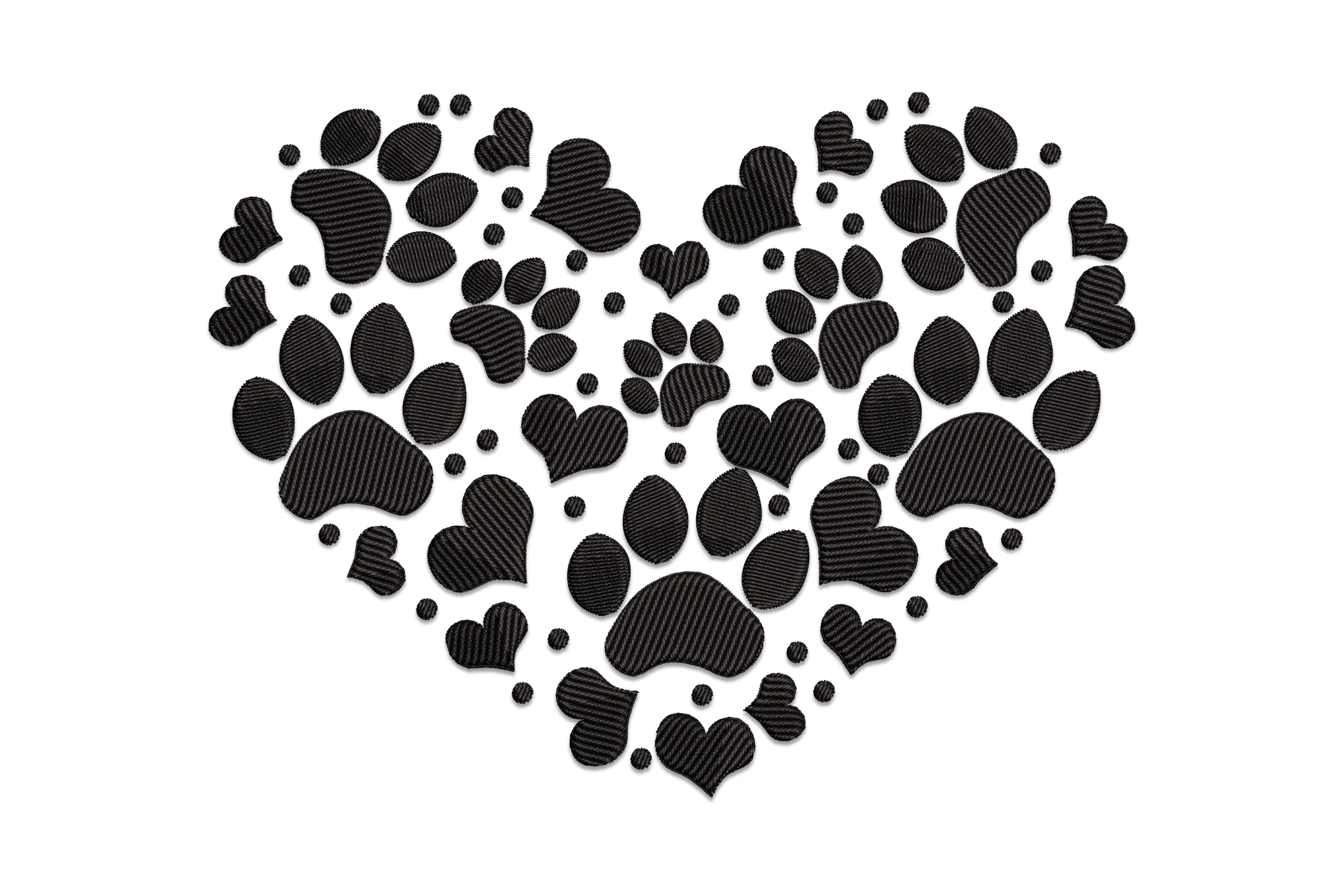 Dog Paw Heart Embroidery Designs