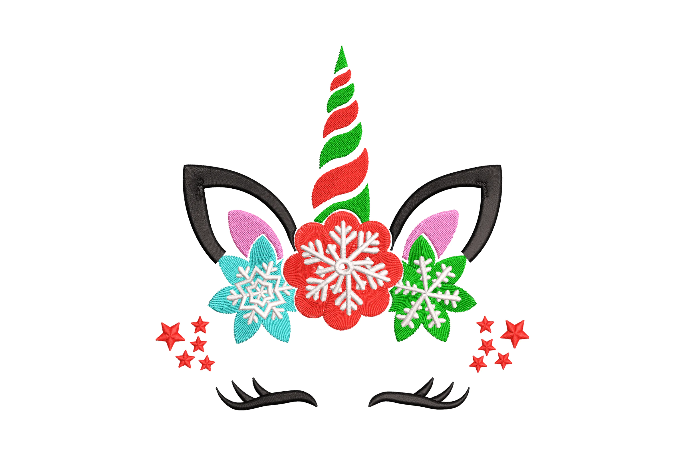 Christmas Unicorn Digital Embroidery Design Pattern