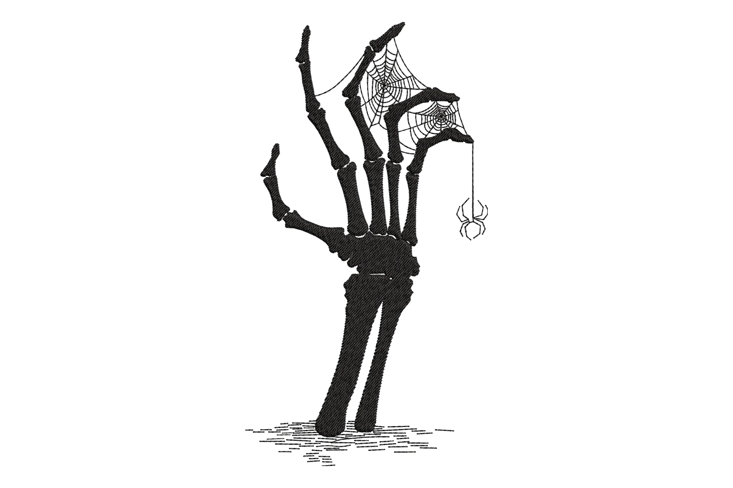 Skeleton Hand with a Spider Embroidery Design