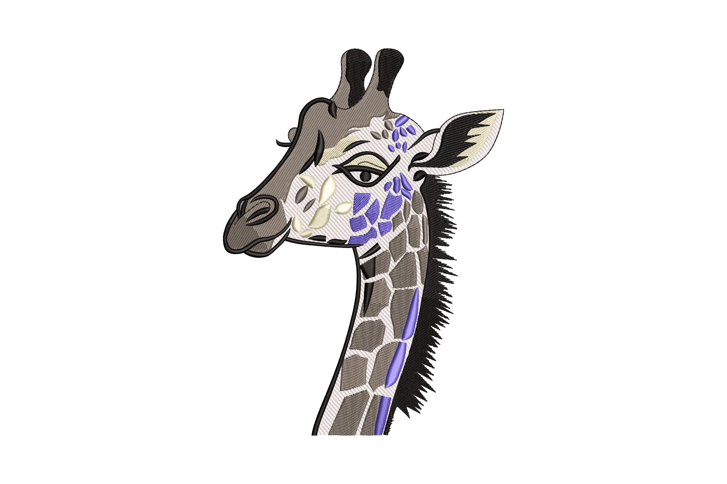 Giraffe Face Embroidery Design