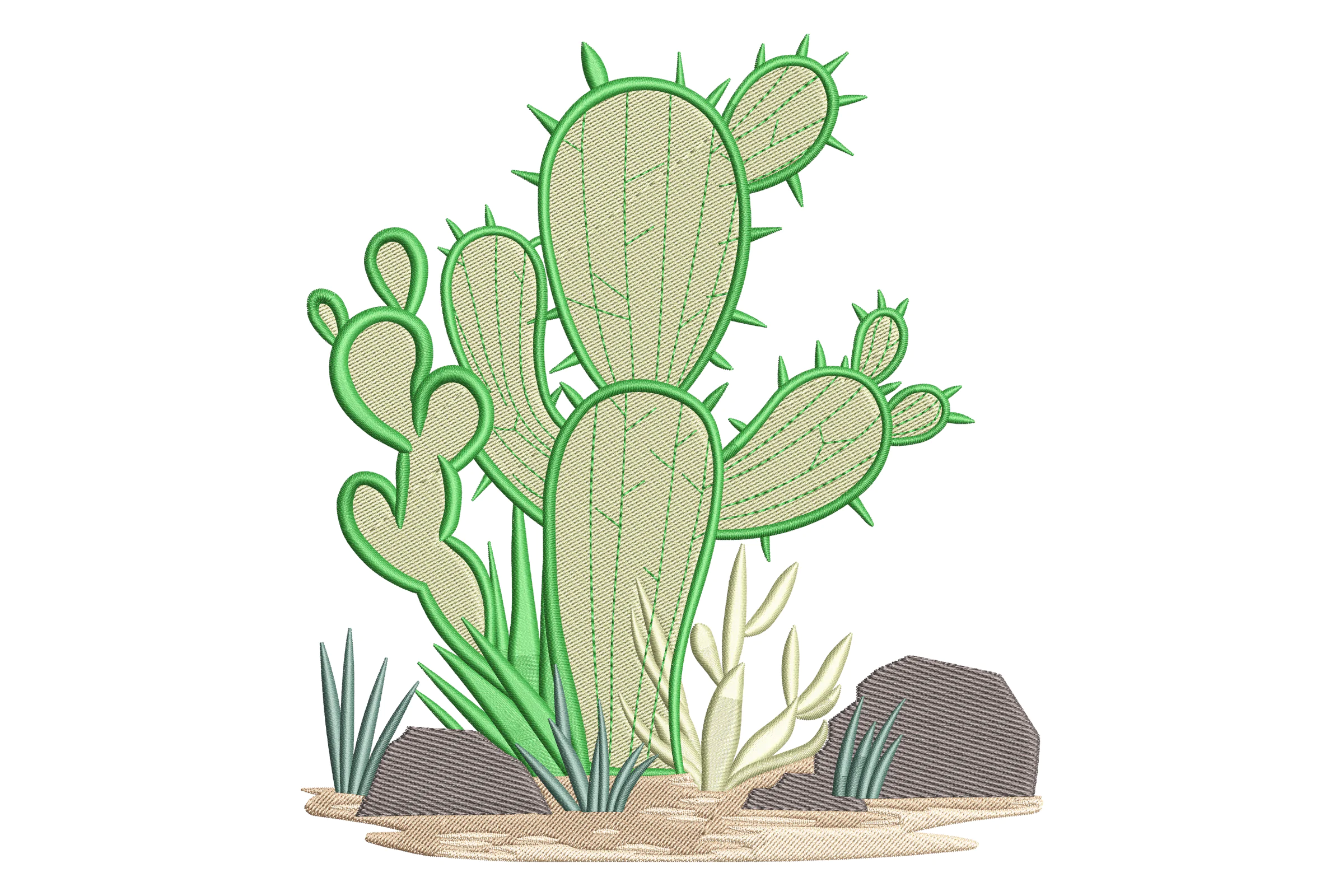 Vibrant Cactus Garden Embroidery Design