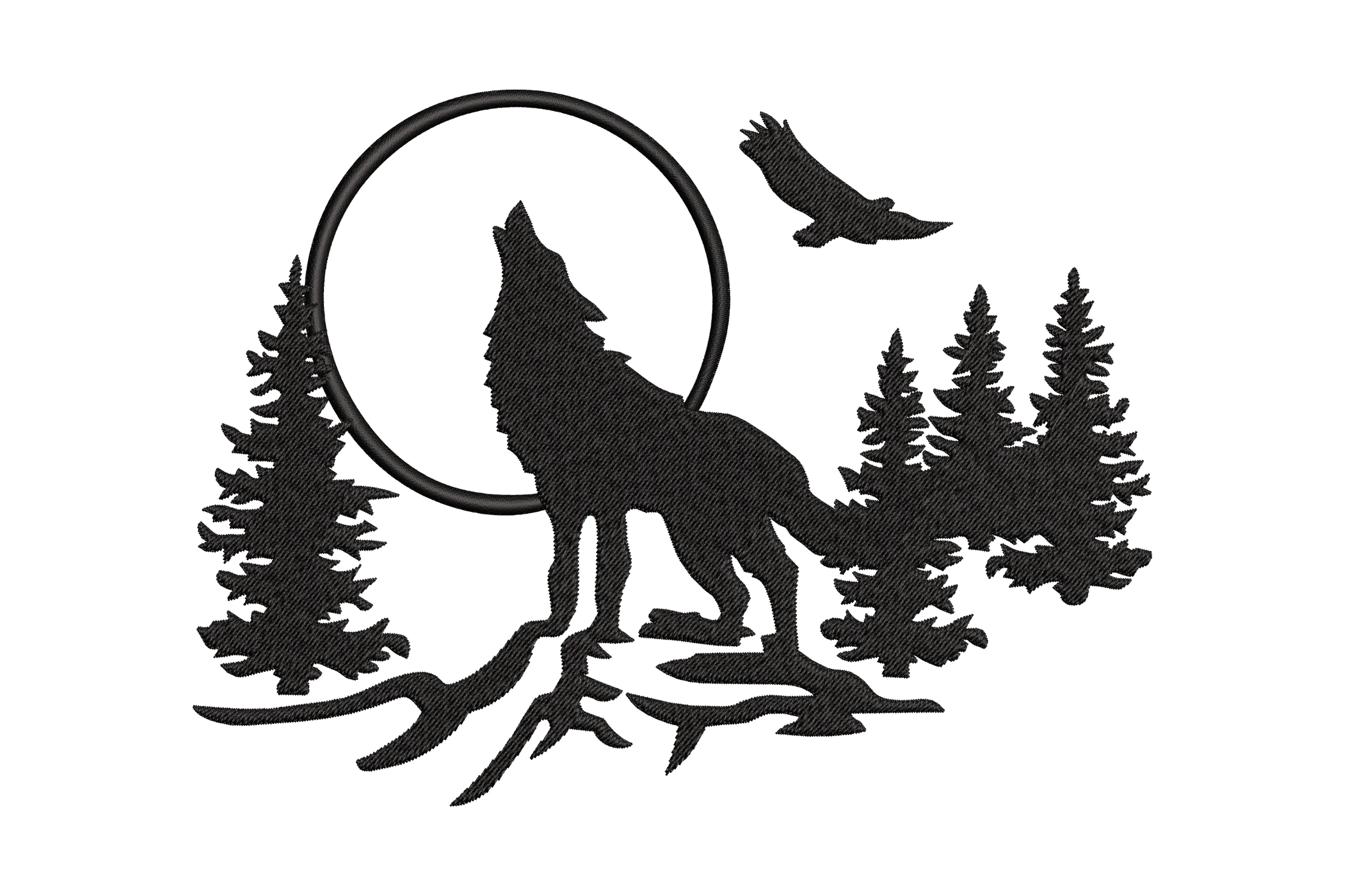 Wolf Howl Embroidery Design
