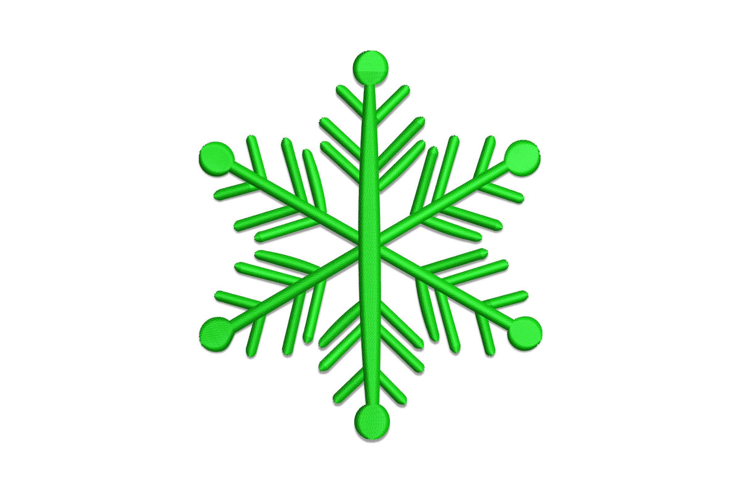 Simple Green Snowflake Embroidery Design