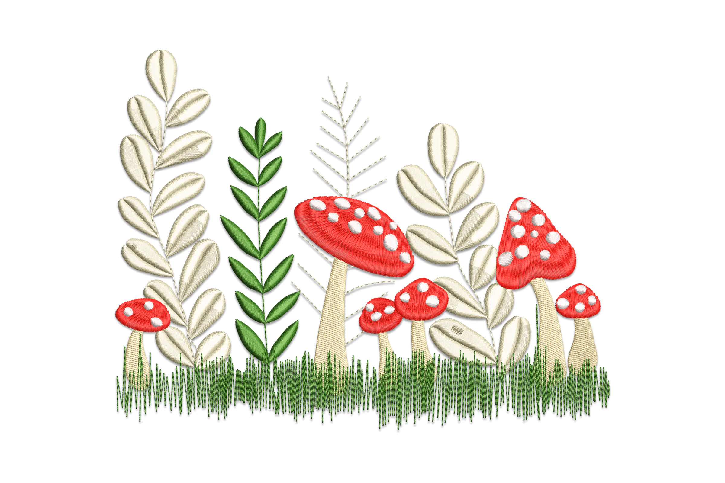 Wildflowers with Mushrooms Embroidery Design File