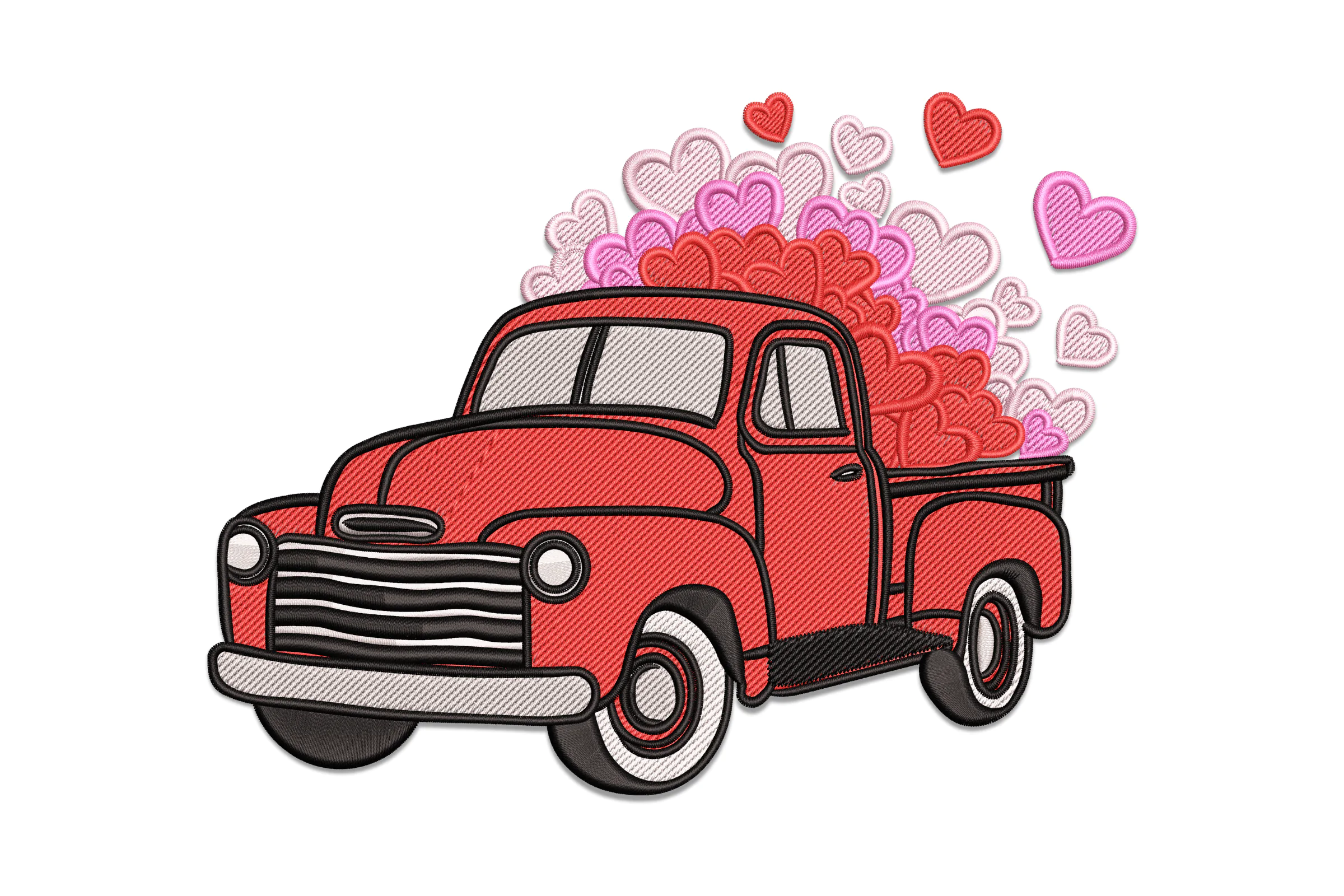 Valentine's Day Truck Embroidery Design