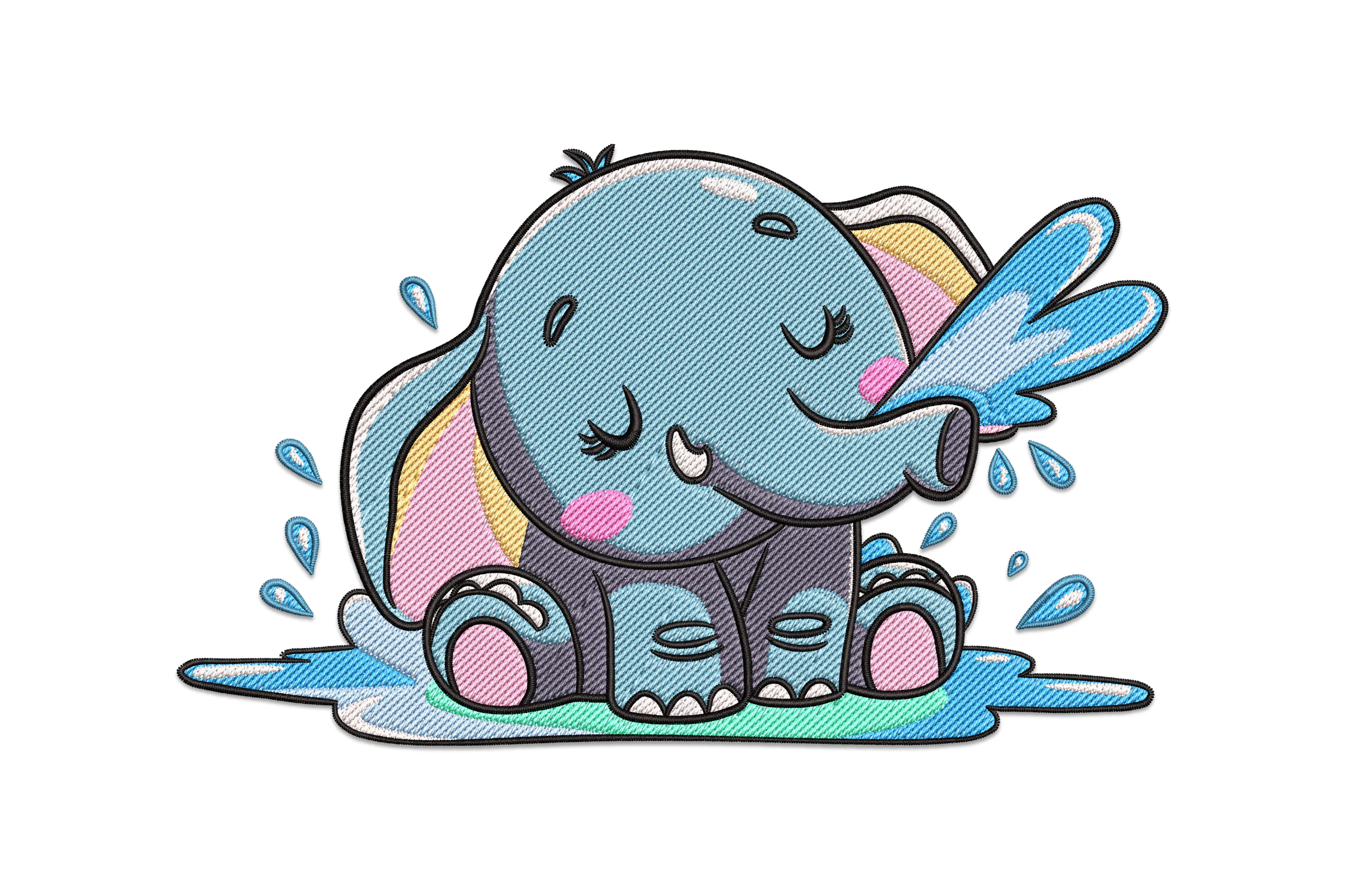 Cute Elephant Embroidery Design