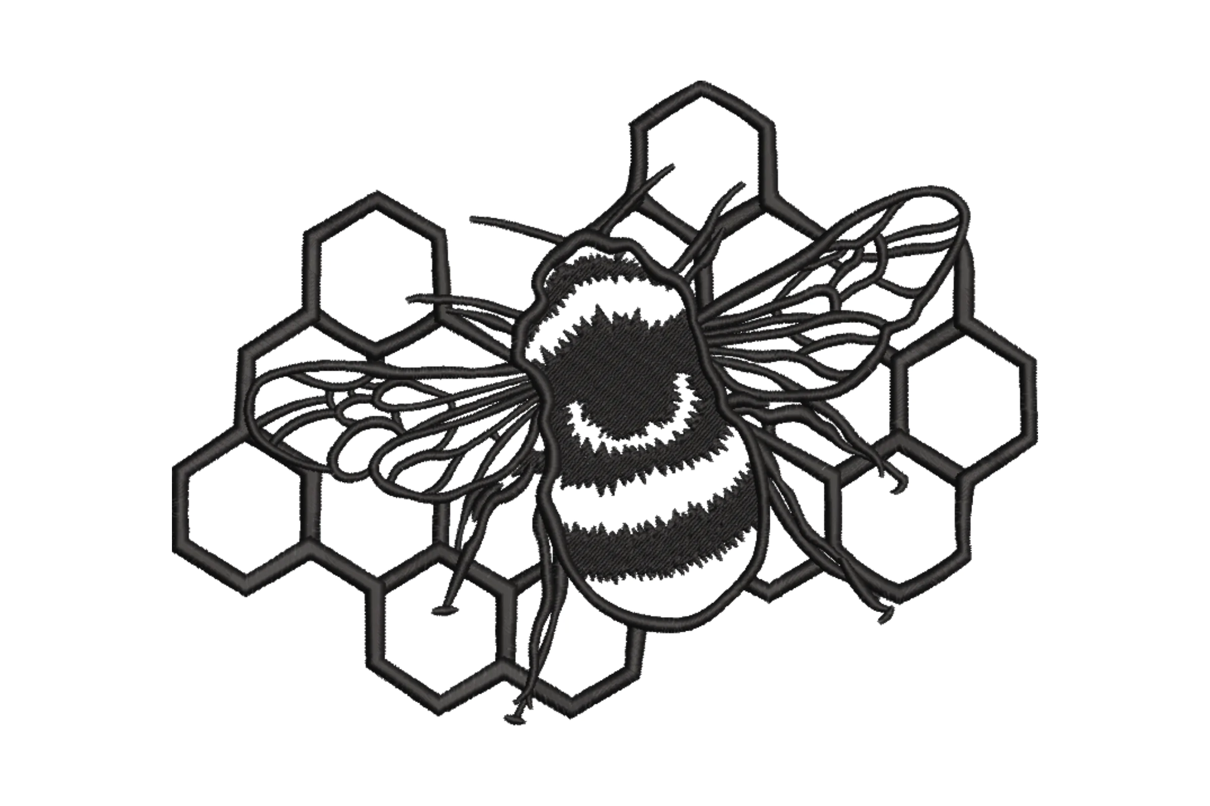 Honeycomb Bee Embroidery Design File