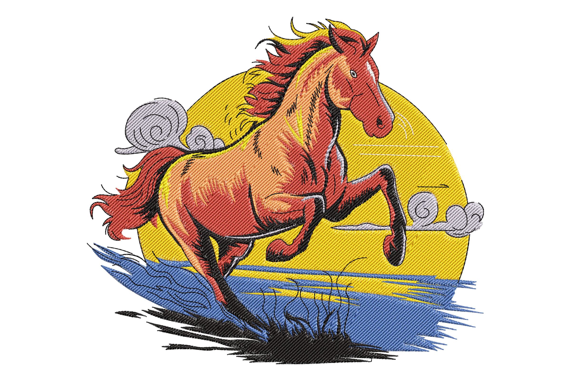 Colorful horse painting Embroidery Design