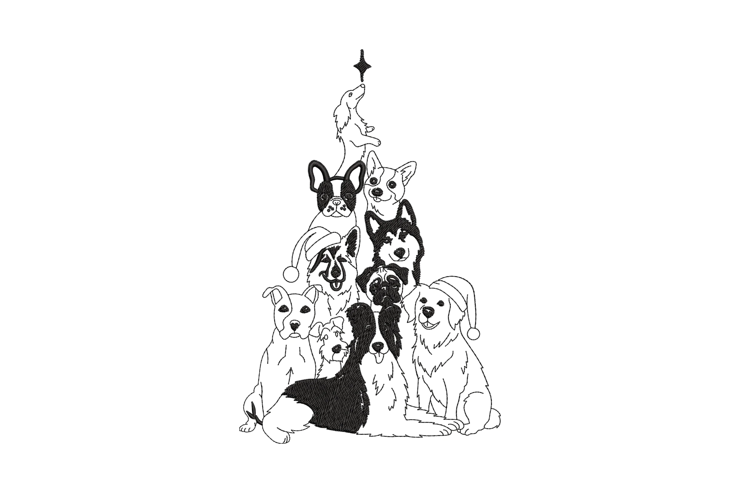 Merry Woofmas Tree Embroidery Design