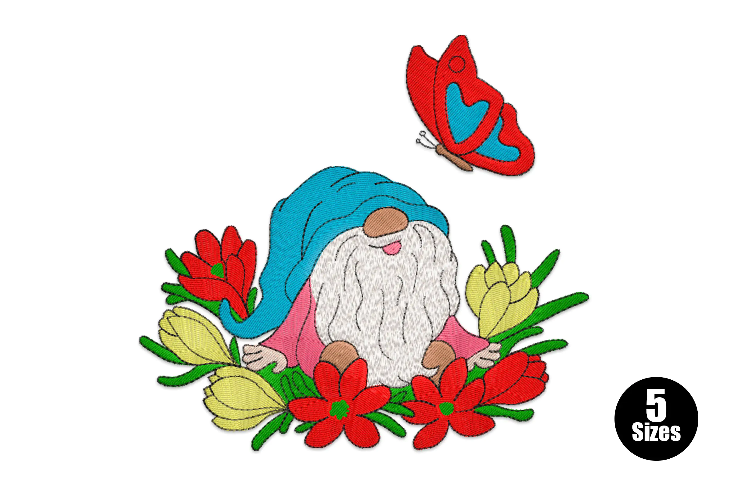 Cute Spring Gnome Embroidery Design