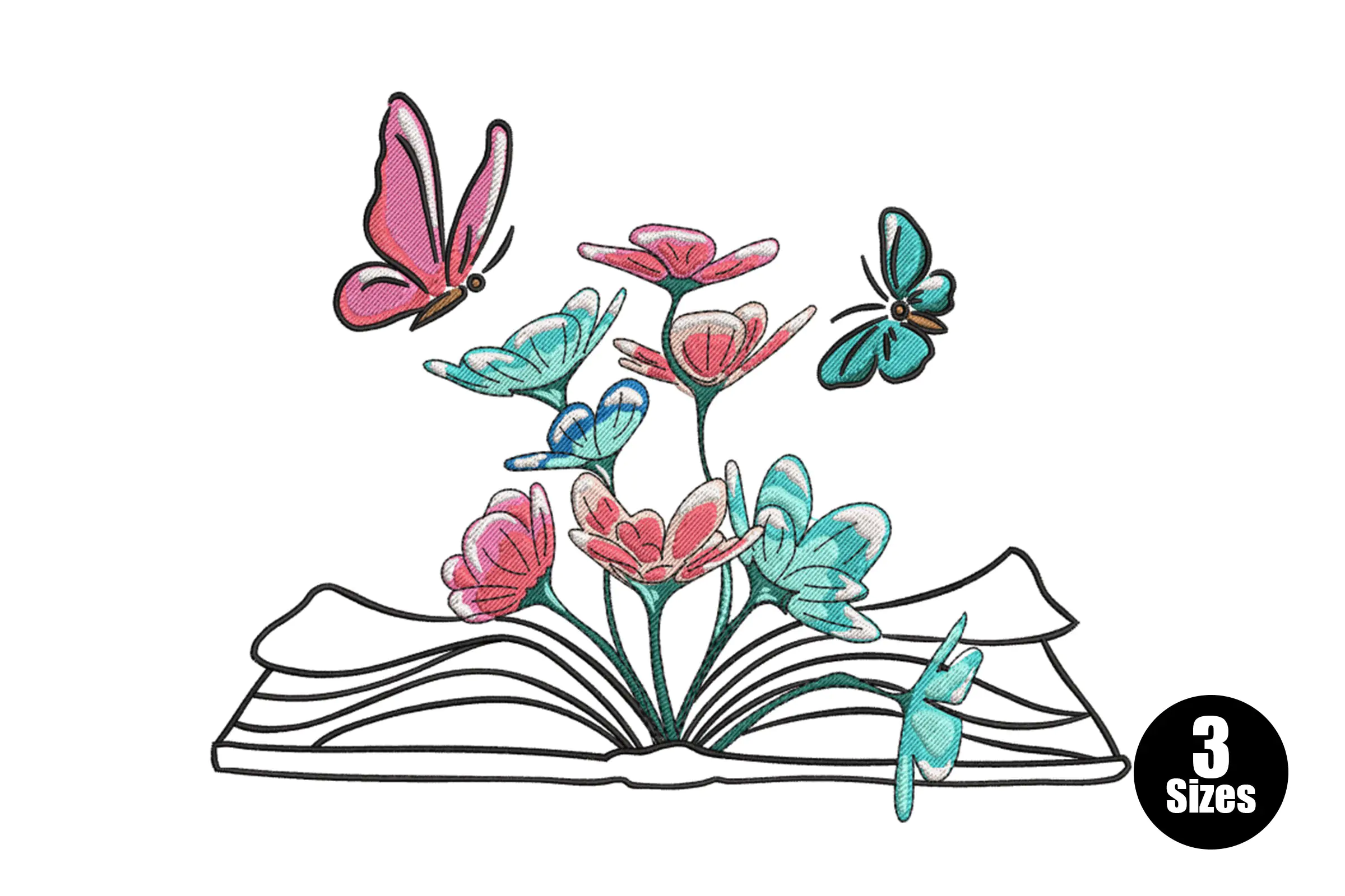 Flower With Book Machine  Embroidery Design File