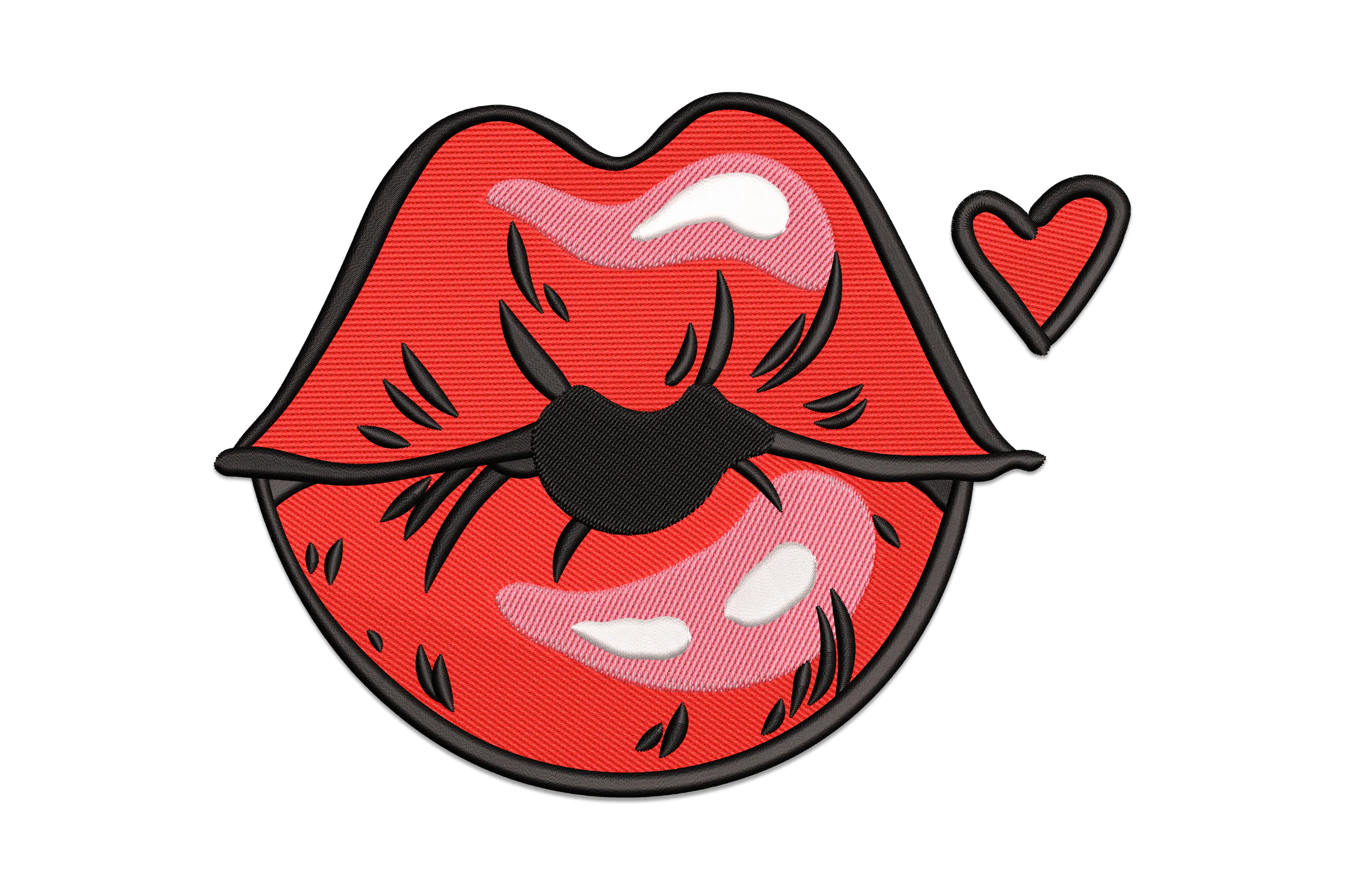 Lips with Mini Heart Embroidery design