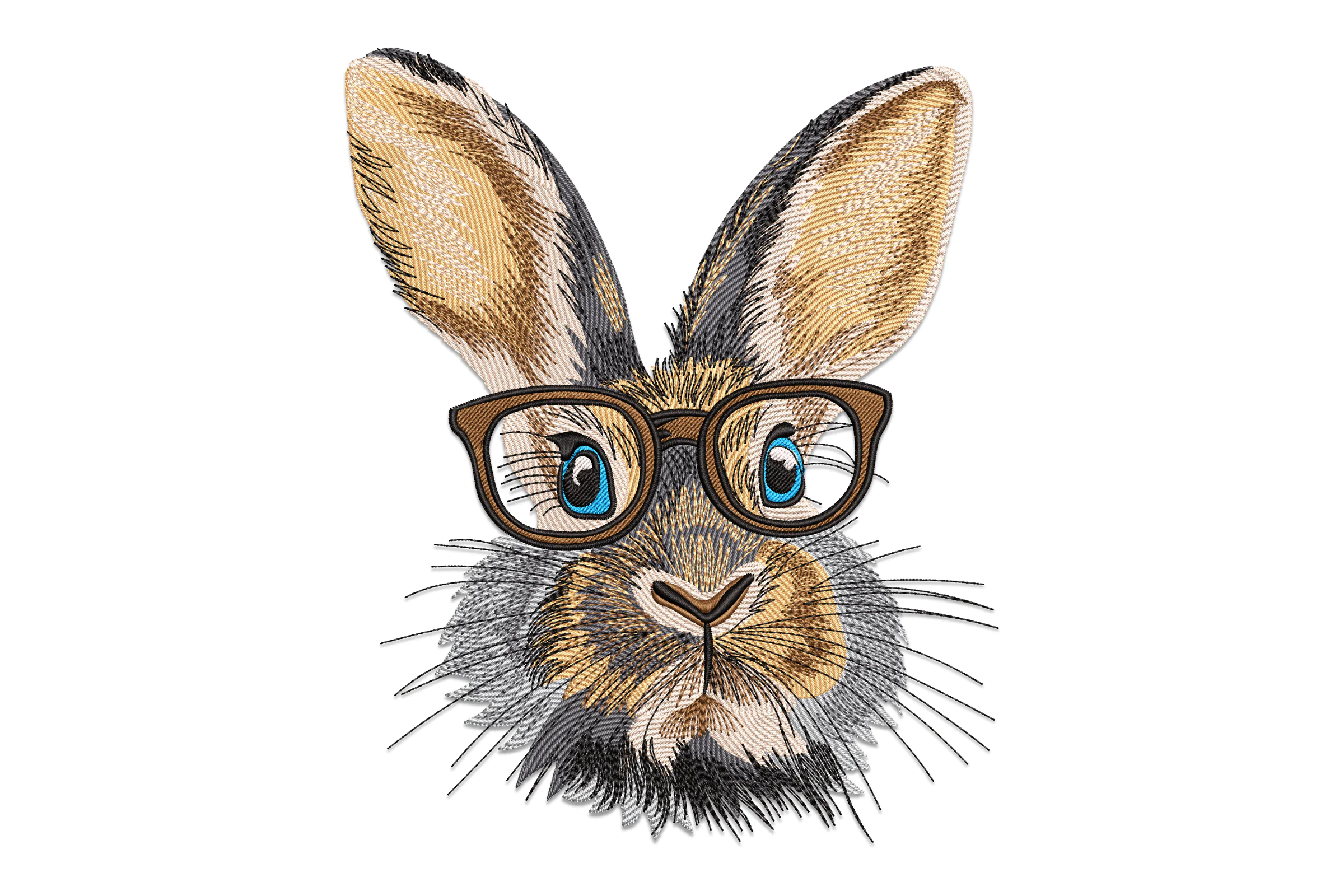 Easter Bunny with Glasses Embroidery Design