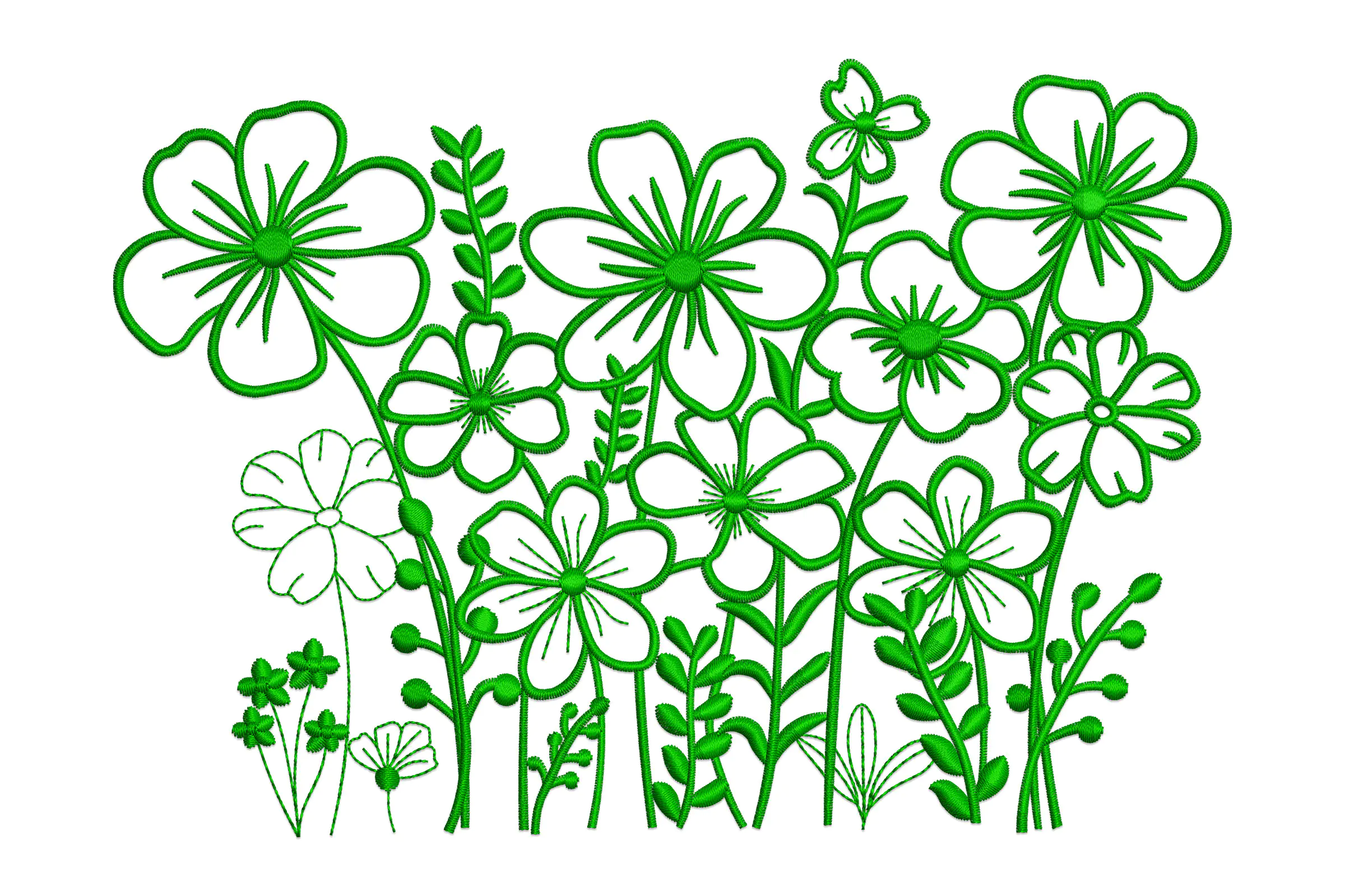 Wild Flowers Embroidery Design