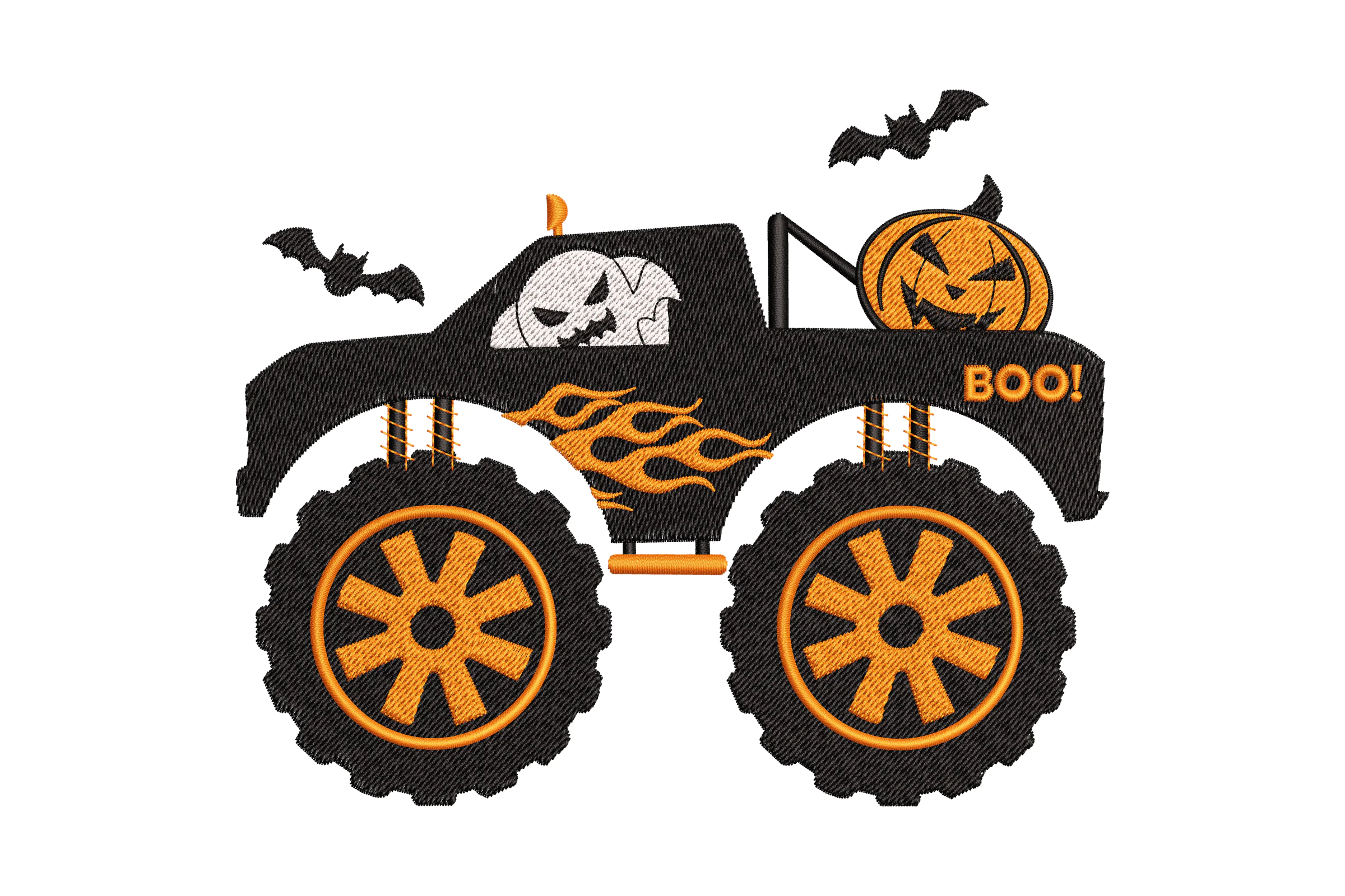 Halloween Monster Truck Embroidery Design