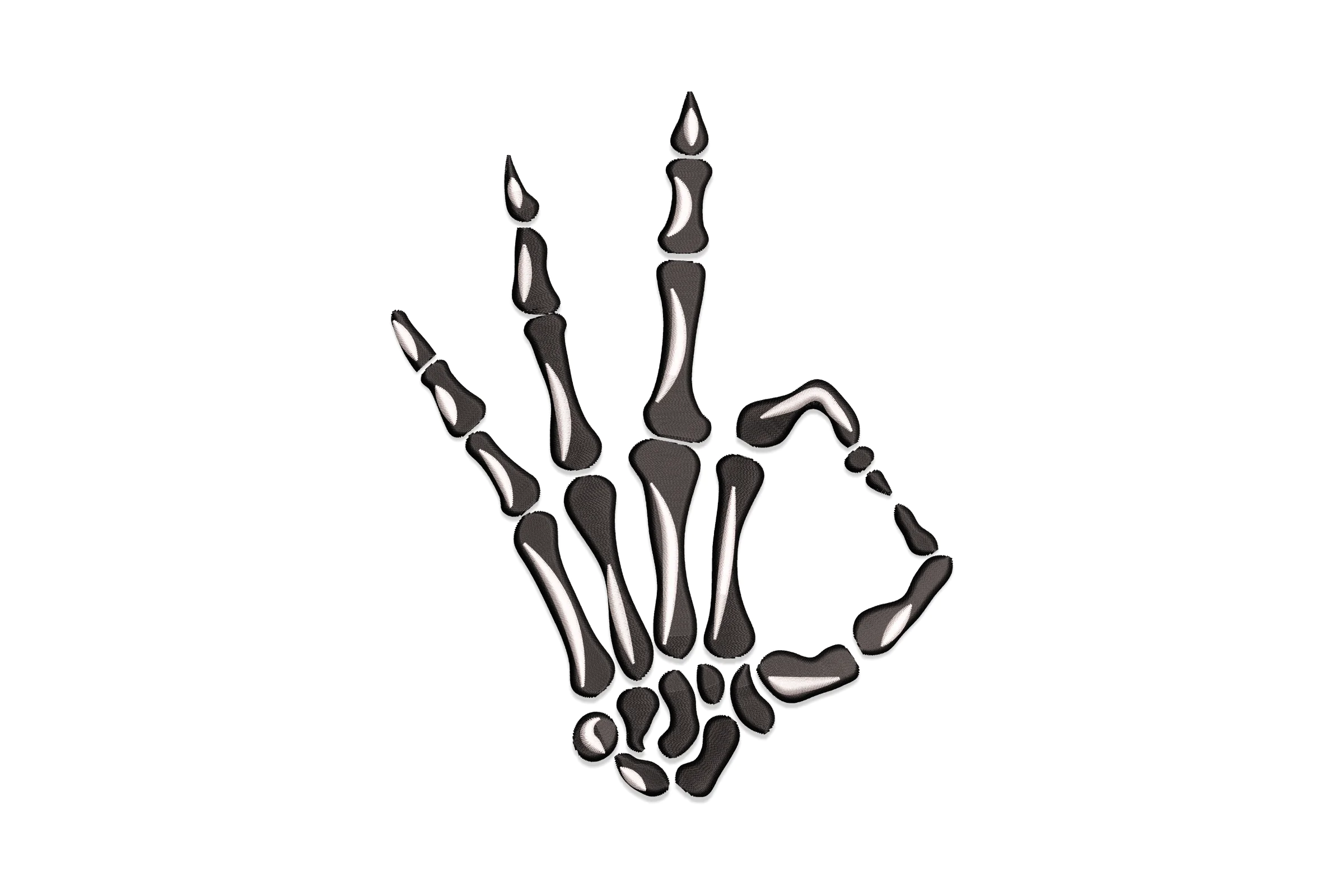 Ok Skeleton Hand Embroidery Design