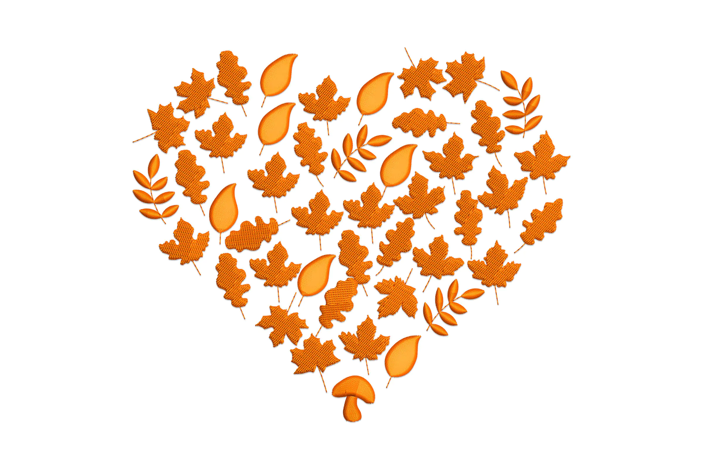 Fall Leaves Heart Embroidery Design