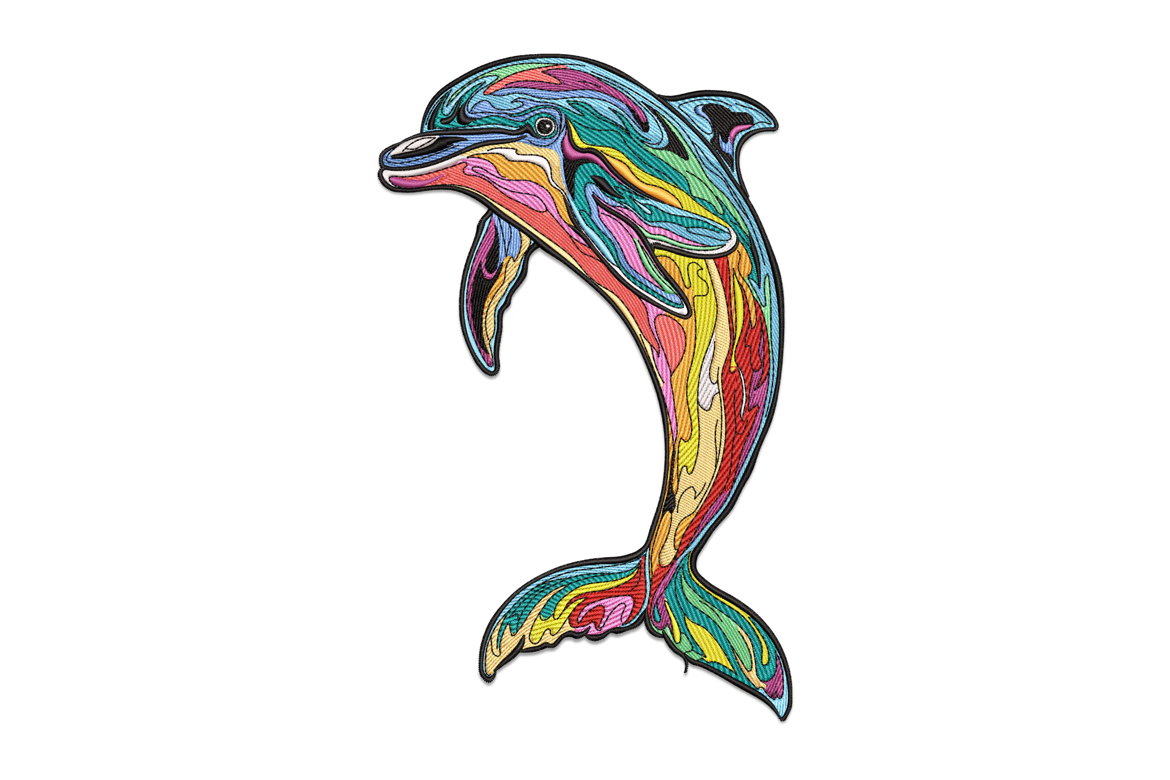 Colorful Dolphin Embroidery Design