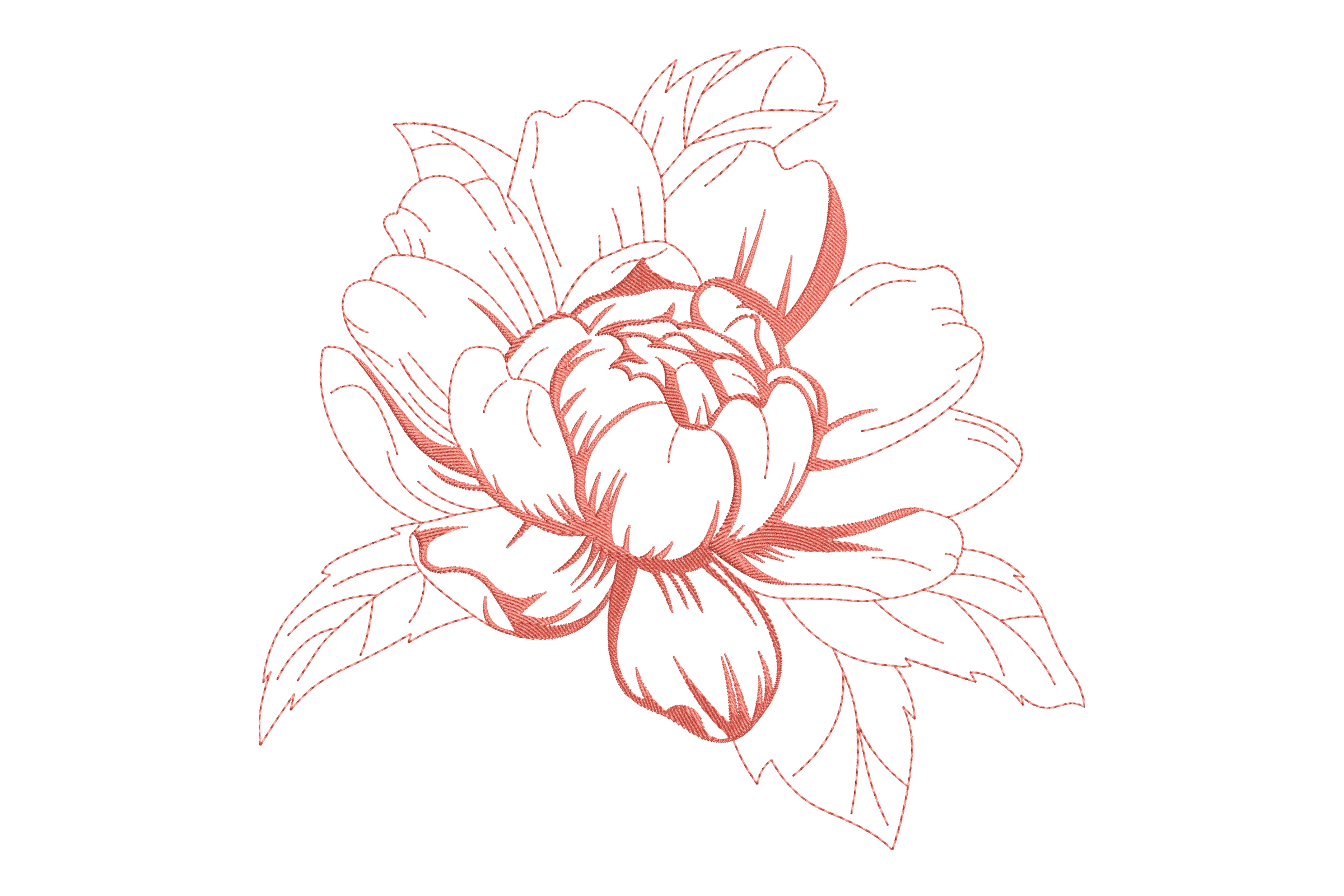 Peony Flower Embroidery Design File