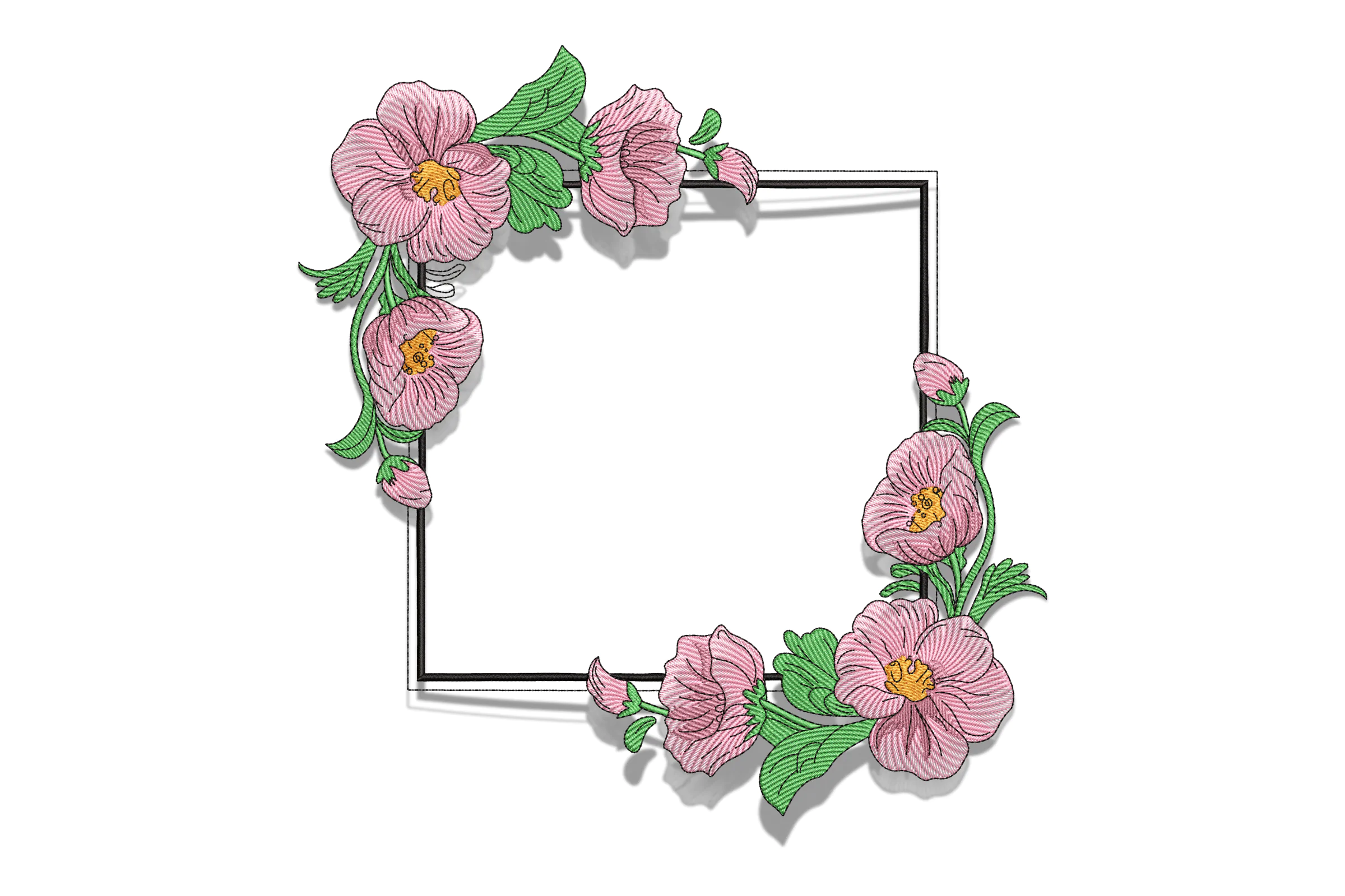 Elegant Floral Frame Embroidery Design