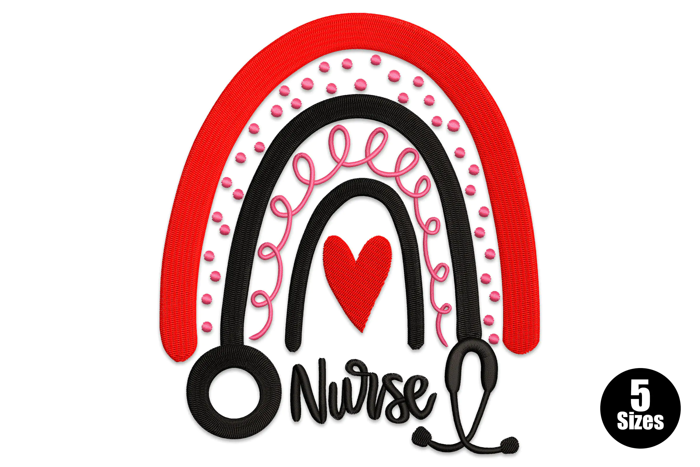 Nurse Boho Rainbow Embroidery Design