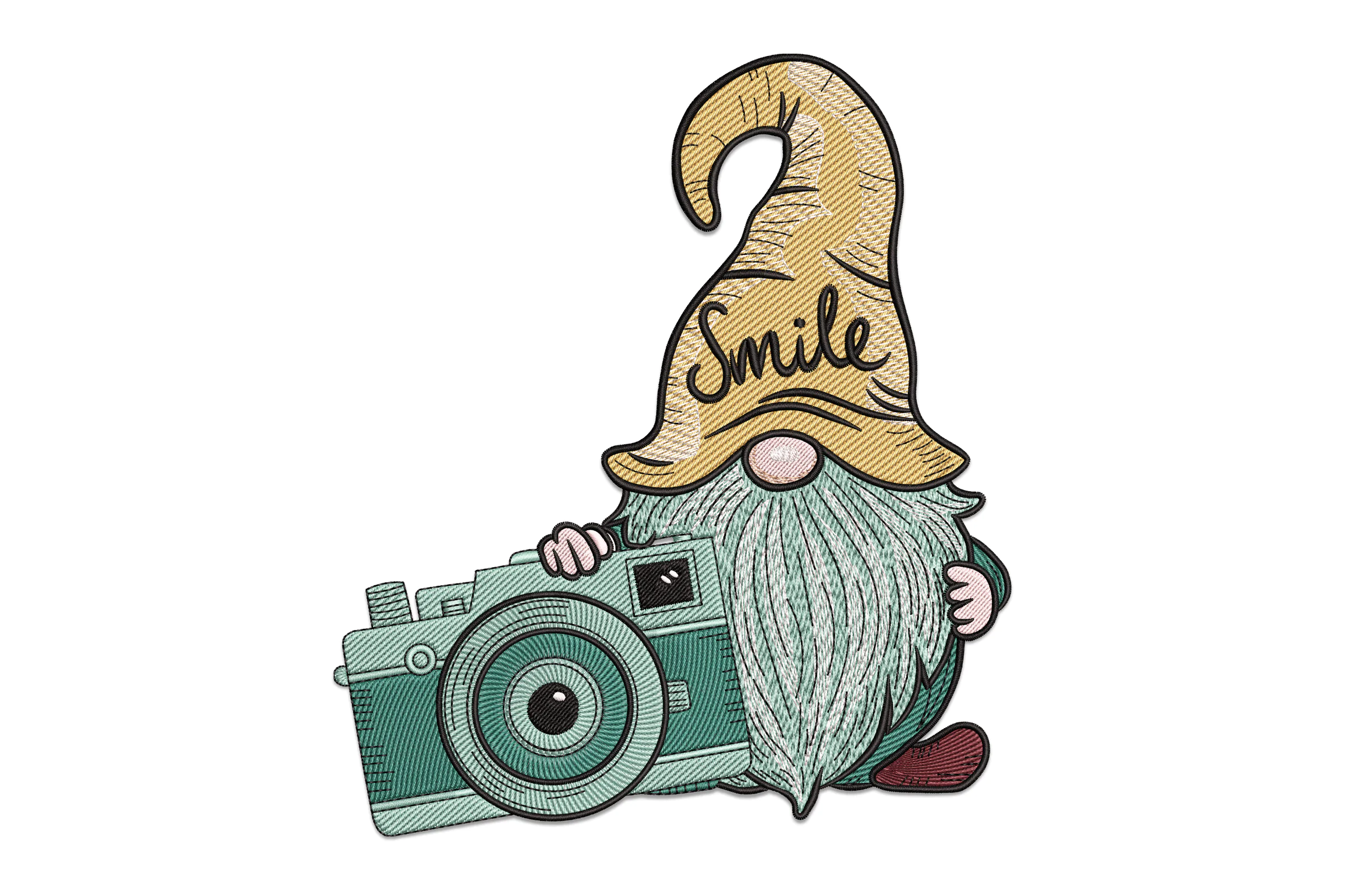 Gnome with Camera Embroidery Design