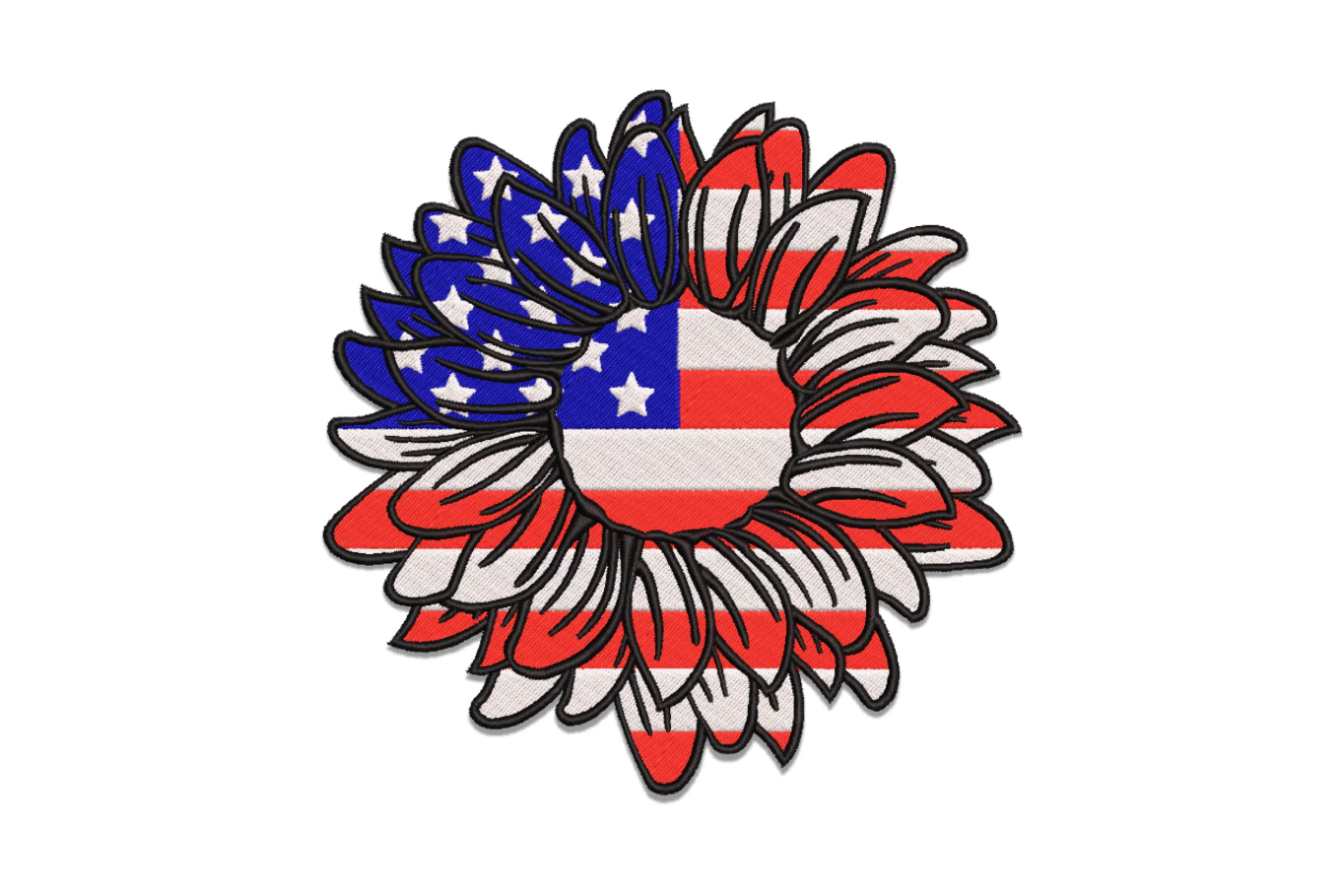 Usa Sunflower Embroidery Design