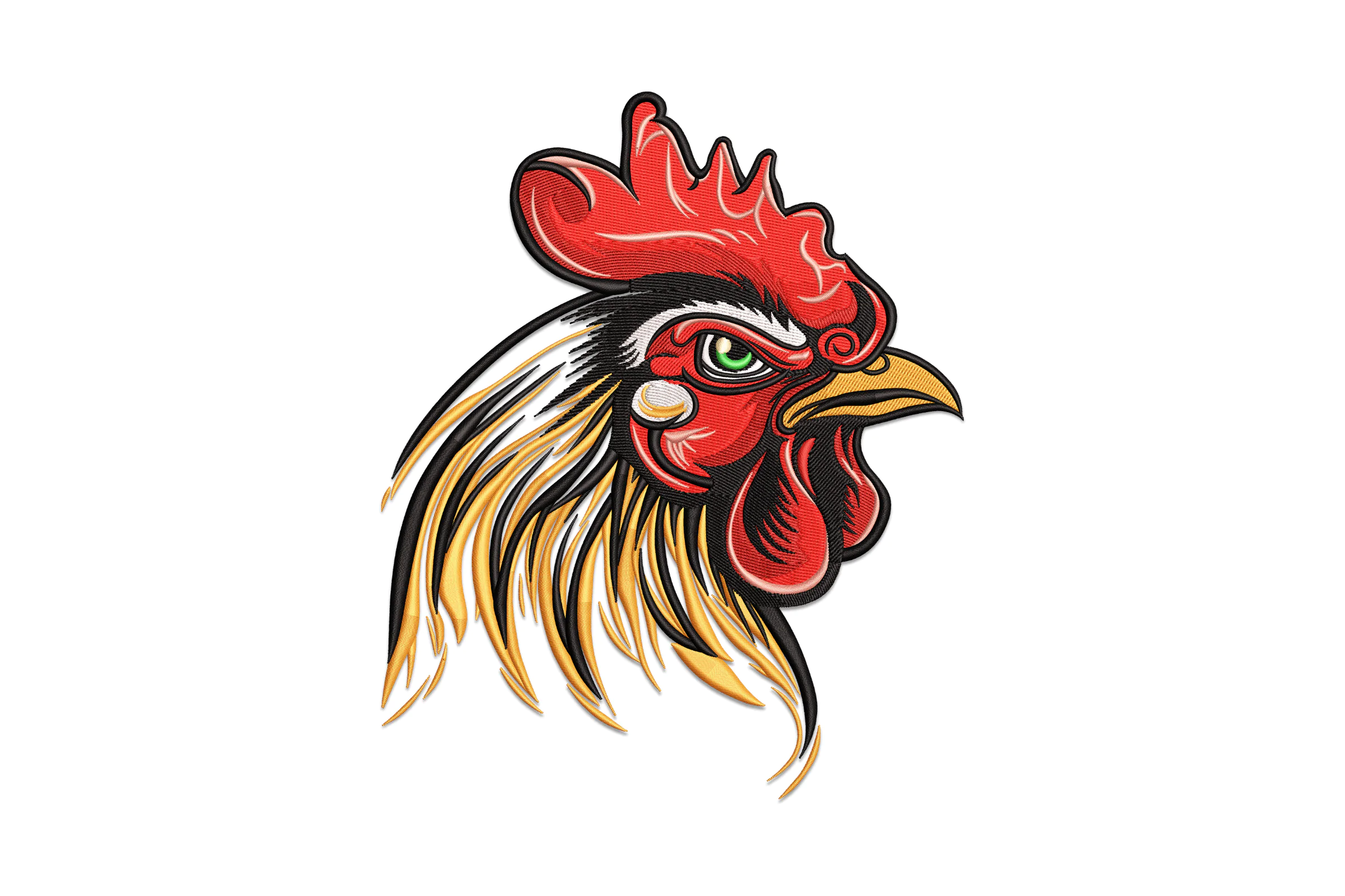 Rooster Head Embroidery Design
