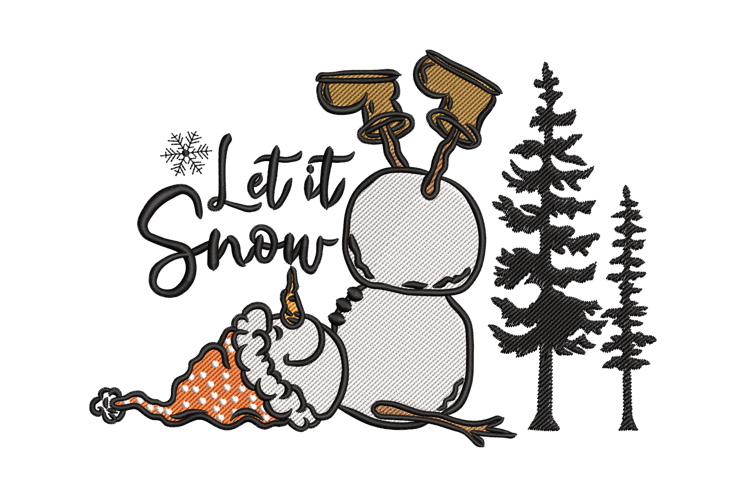 Let It Snow Embroidery Design