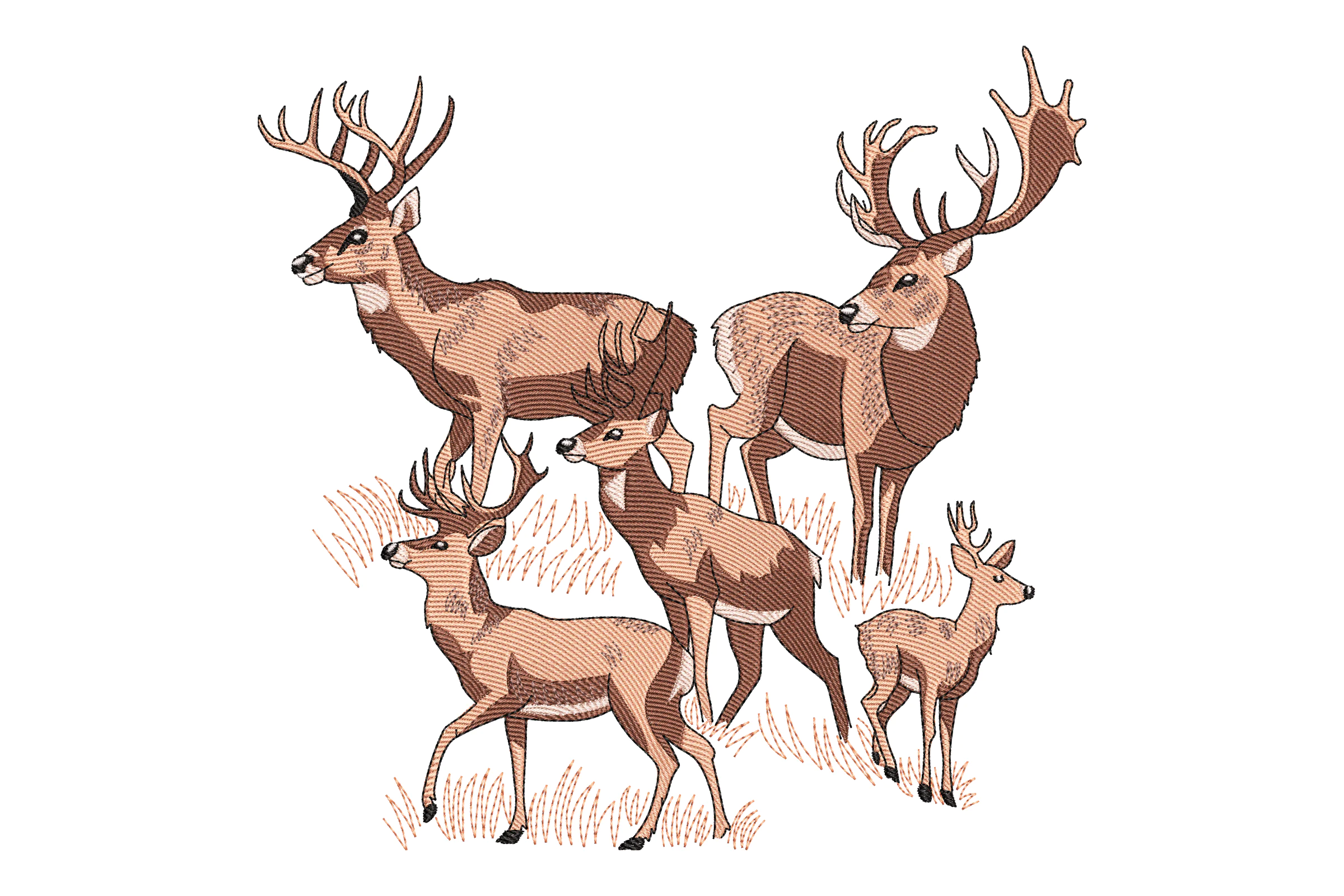 Deer Family Embroidery Design