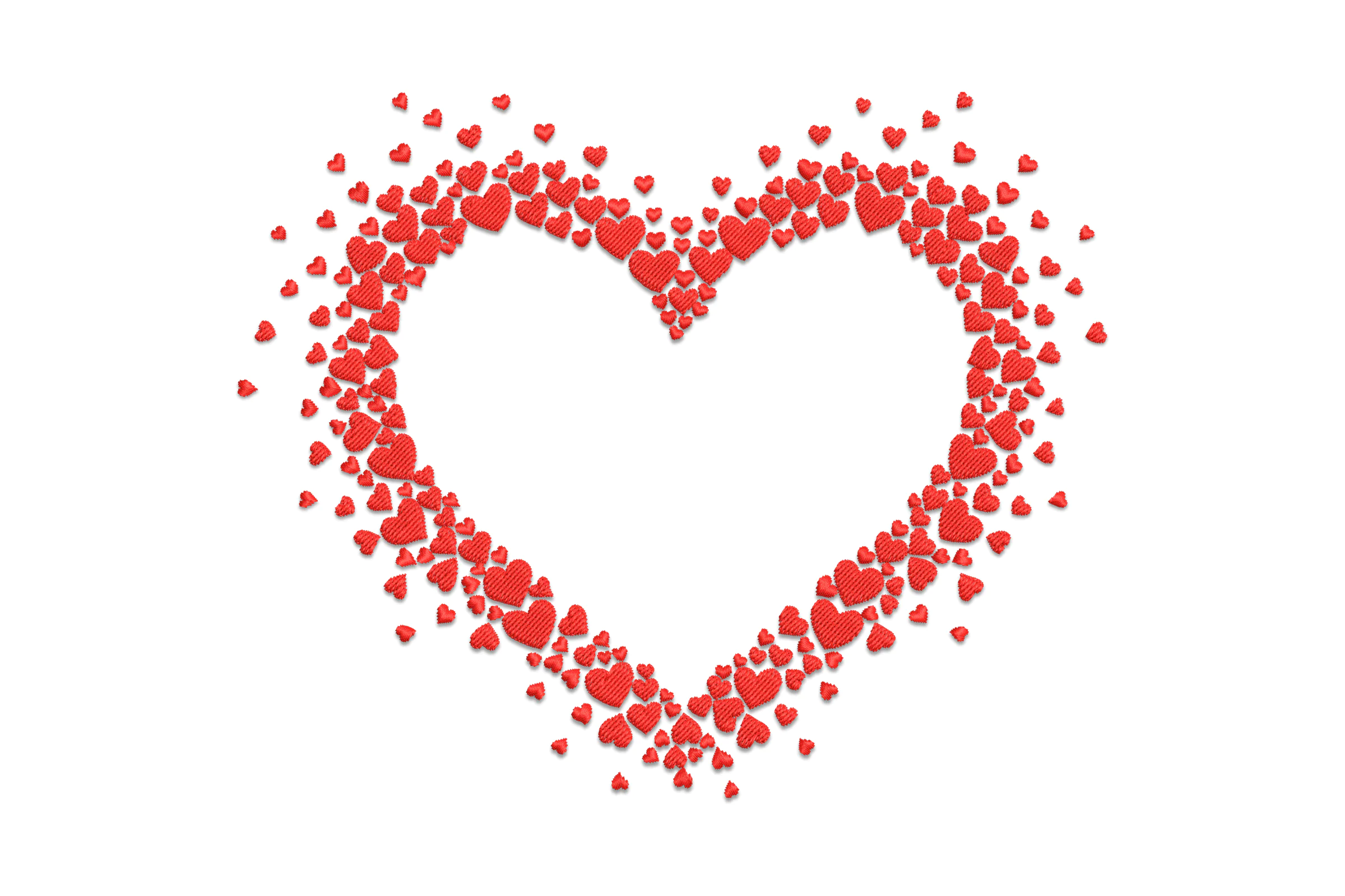 Red Hearts in a Beautiful Heart Frame Embroidery Design