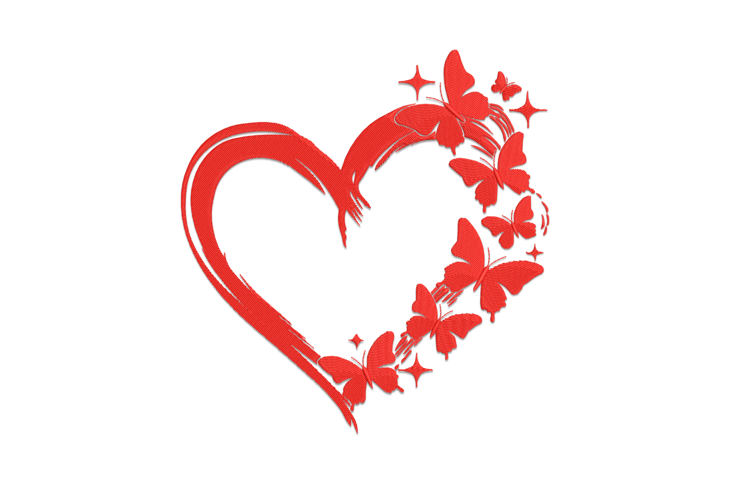 Heart Butterflies Embroidery Design