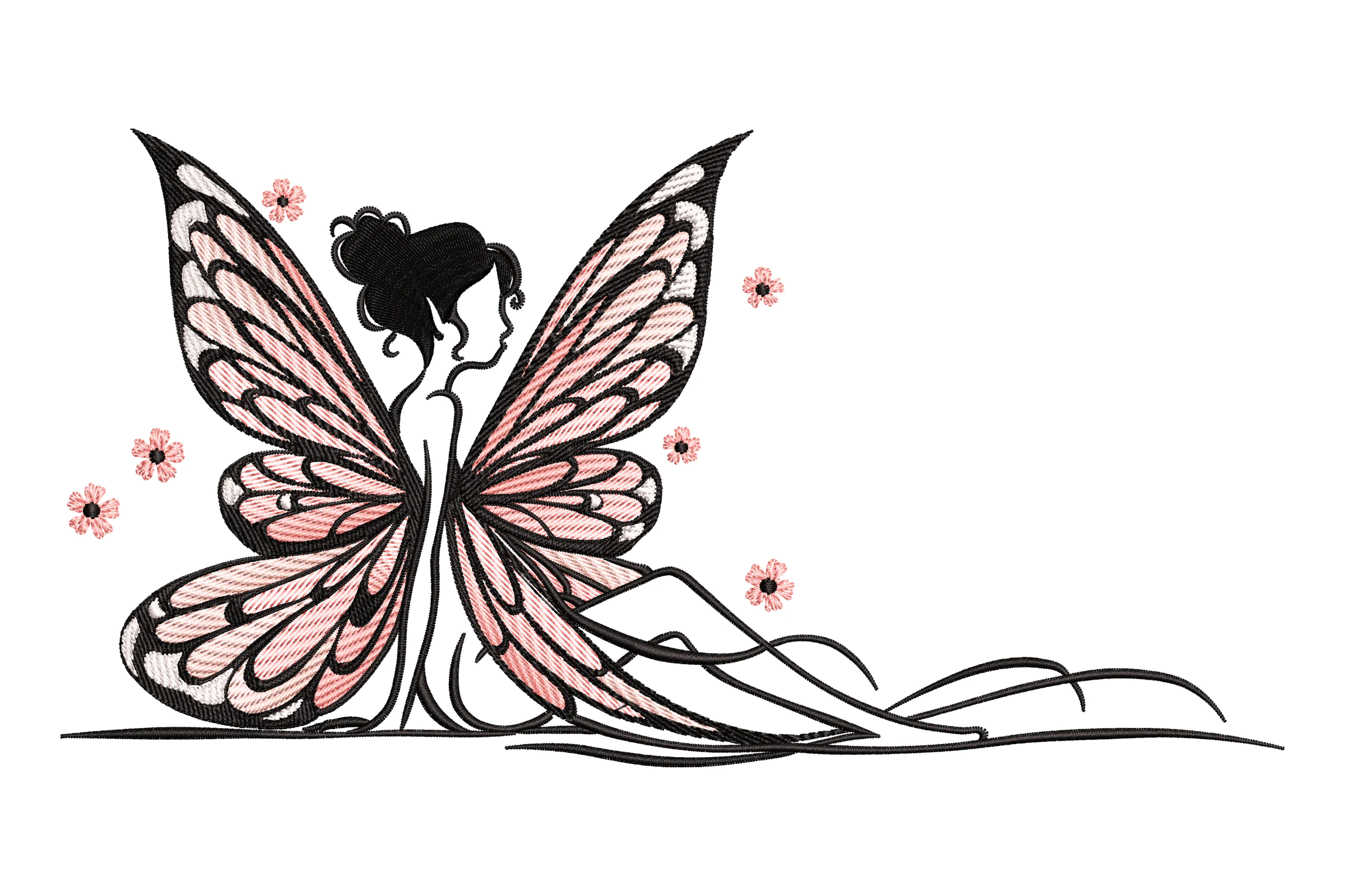Fairy with Butterfly Wings Embroidery Design