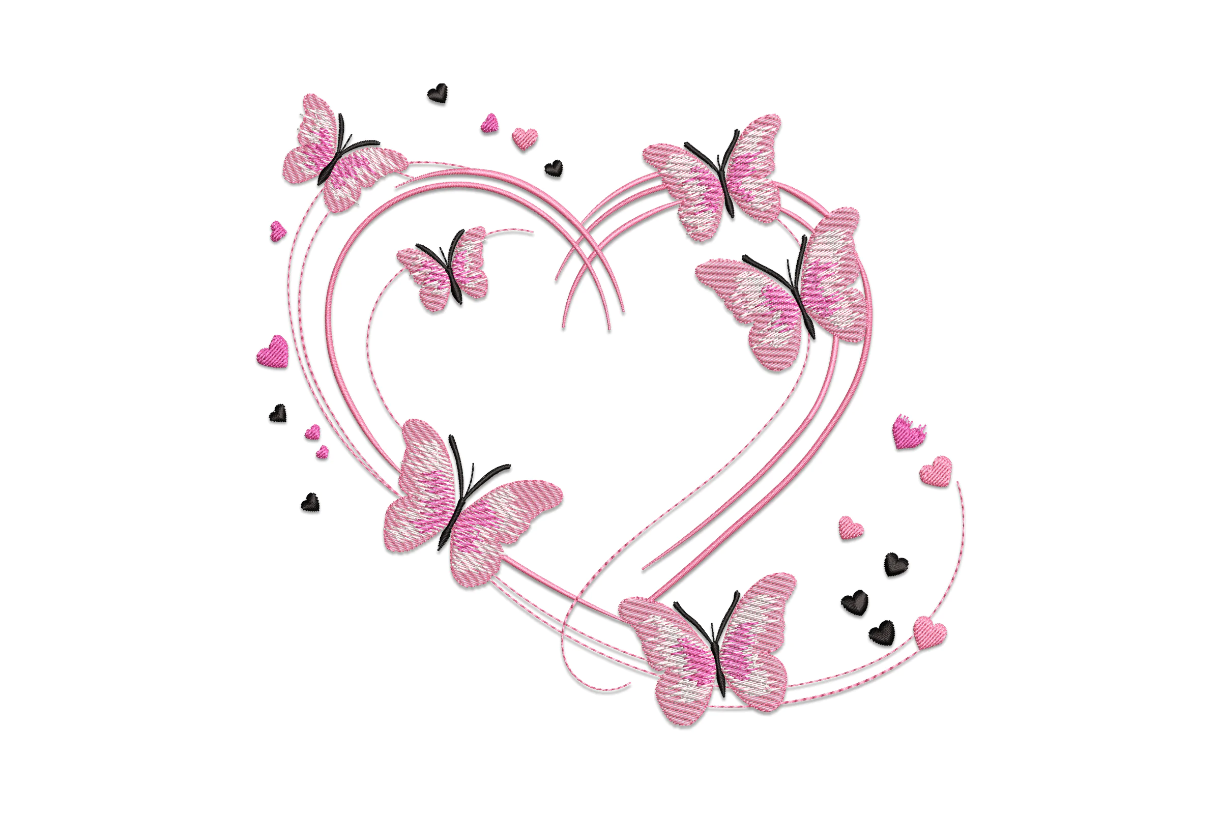 Butterfly Swirl Heart Embroidery Design