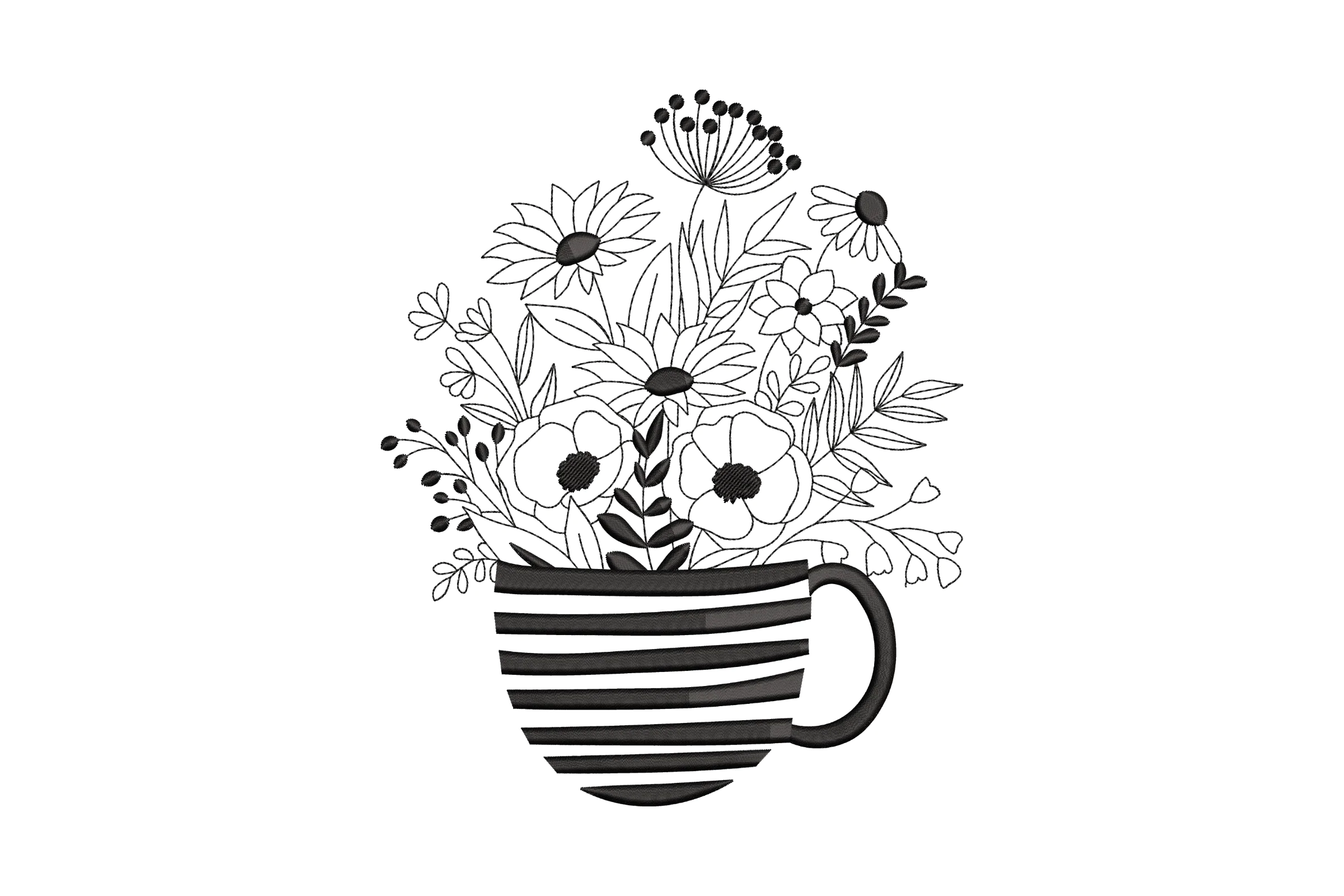 Flower Cup Embroidery Design
