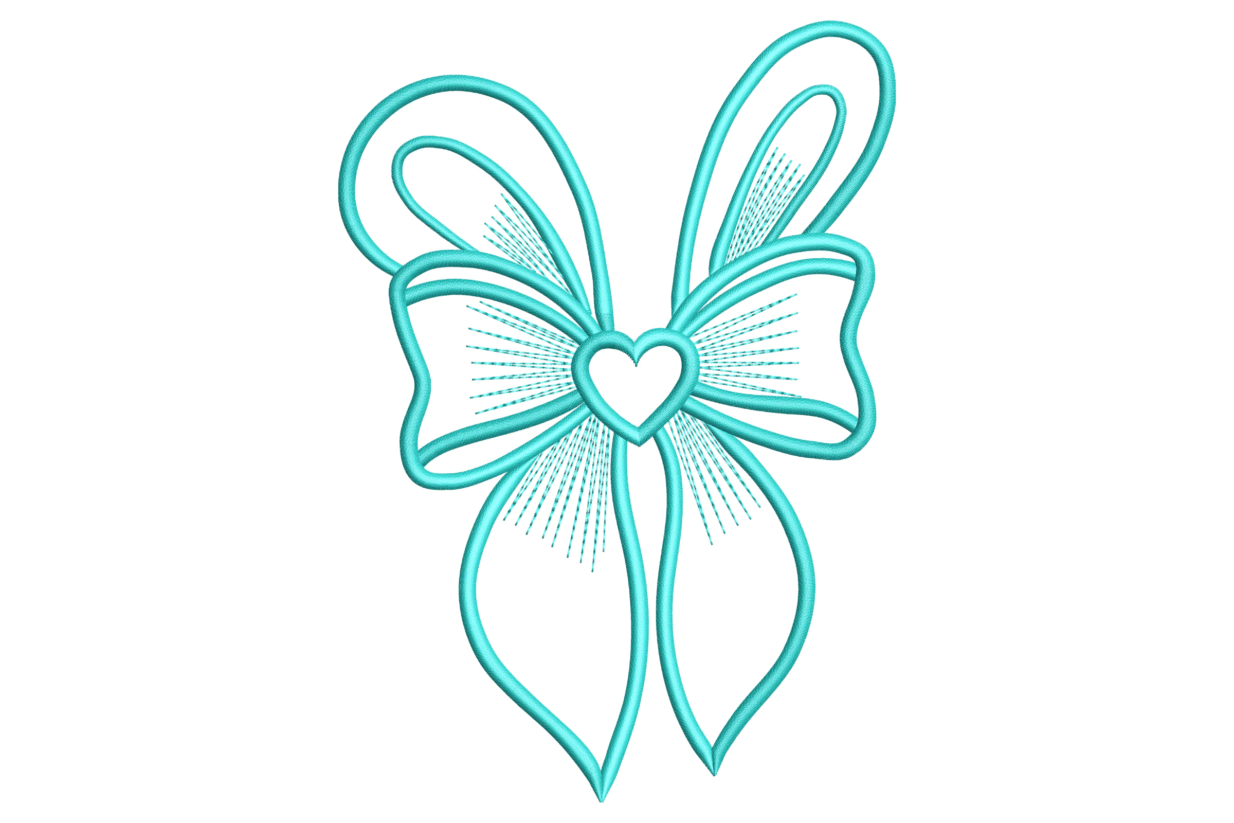 Ribbon Heart Bow Embroidery Design
