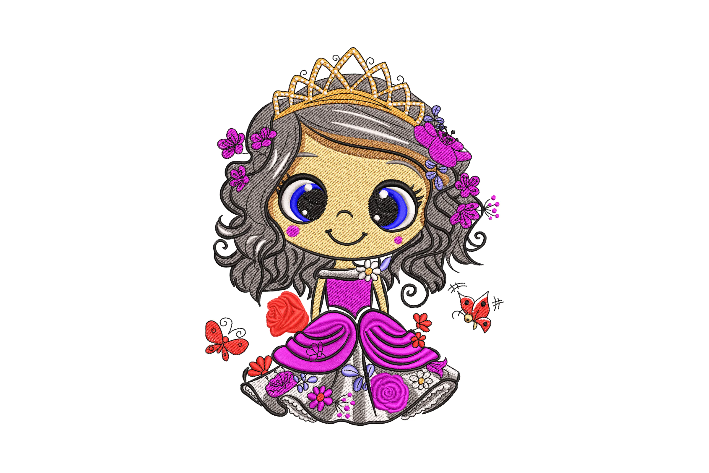 Princess Girl Embroidery Design