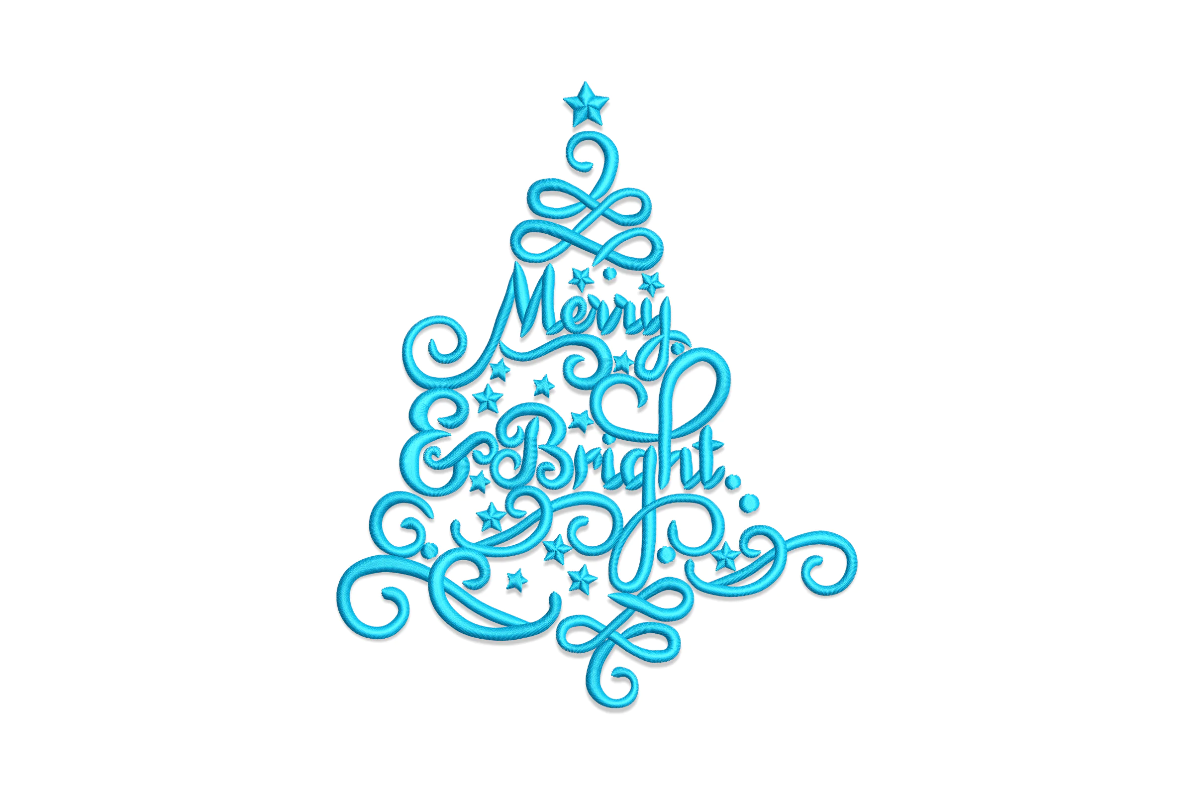 Merry and Bright Tree Embroidery Design