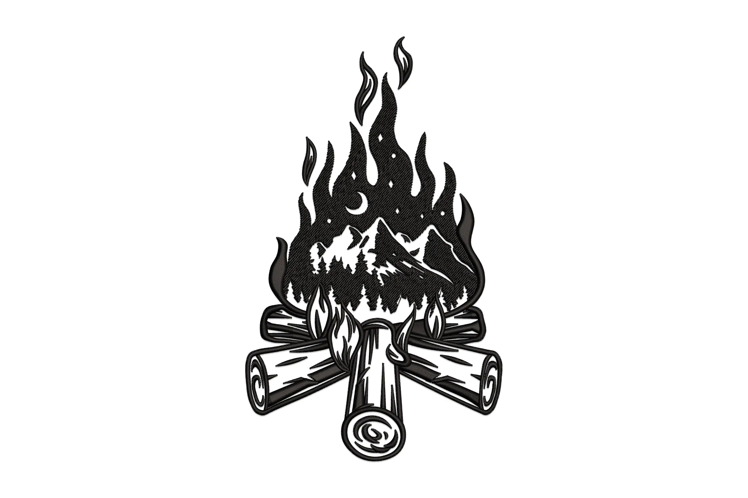 Camping Fire Embroidery Design