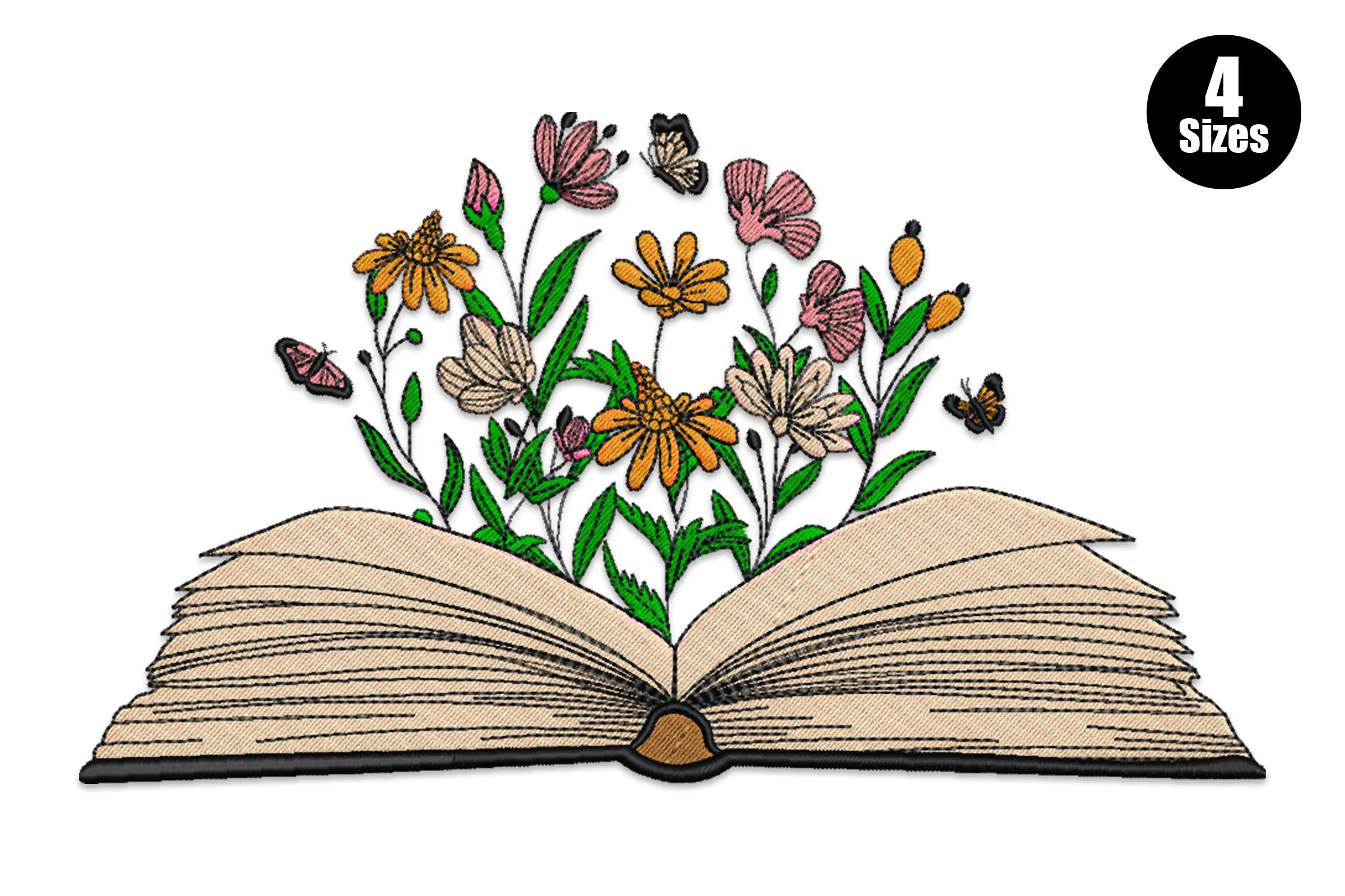 Floral Book Embroidery Design File