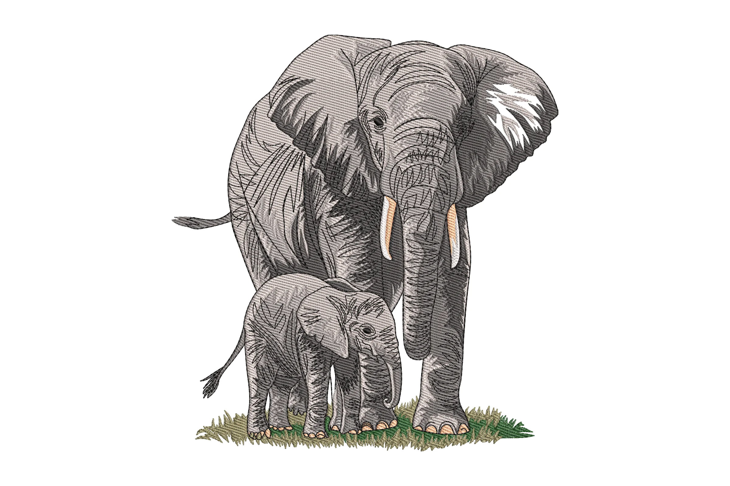 Elephant Family Embroidery Design