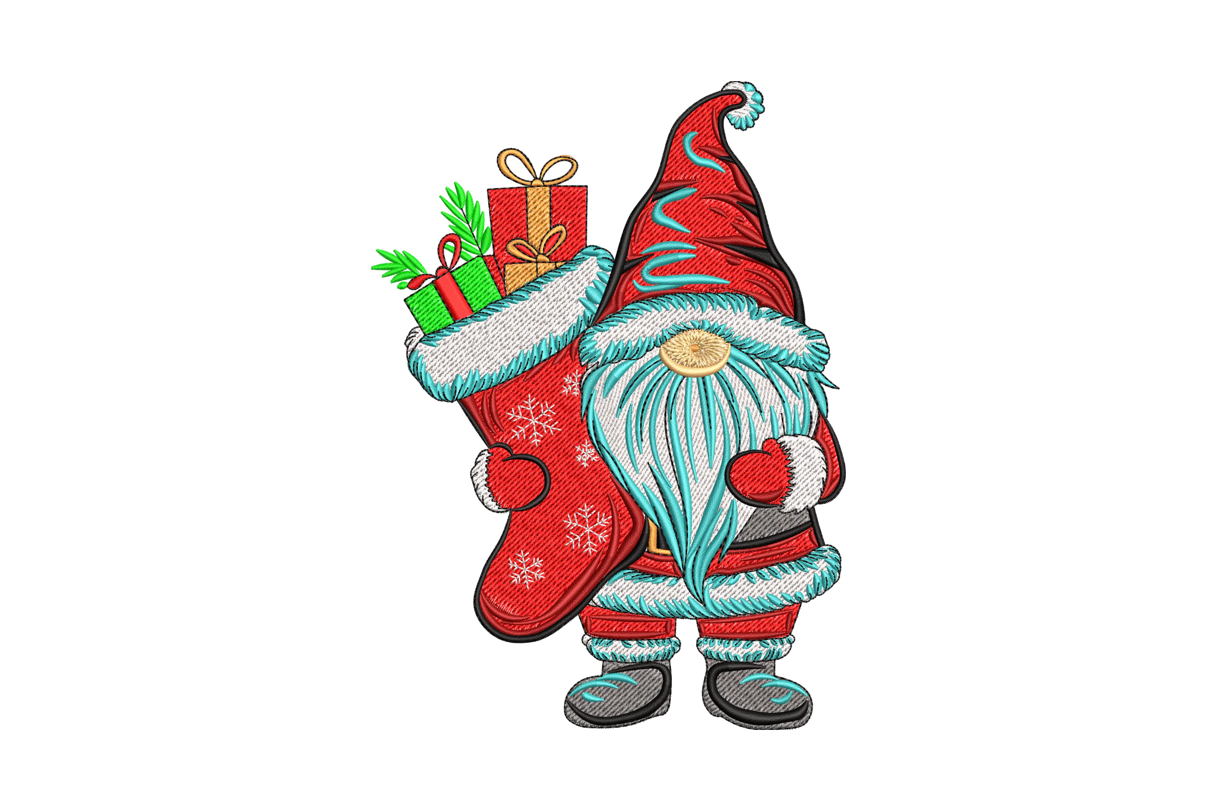 Santa Christmas Gnome Machine  Embroidery Design