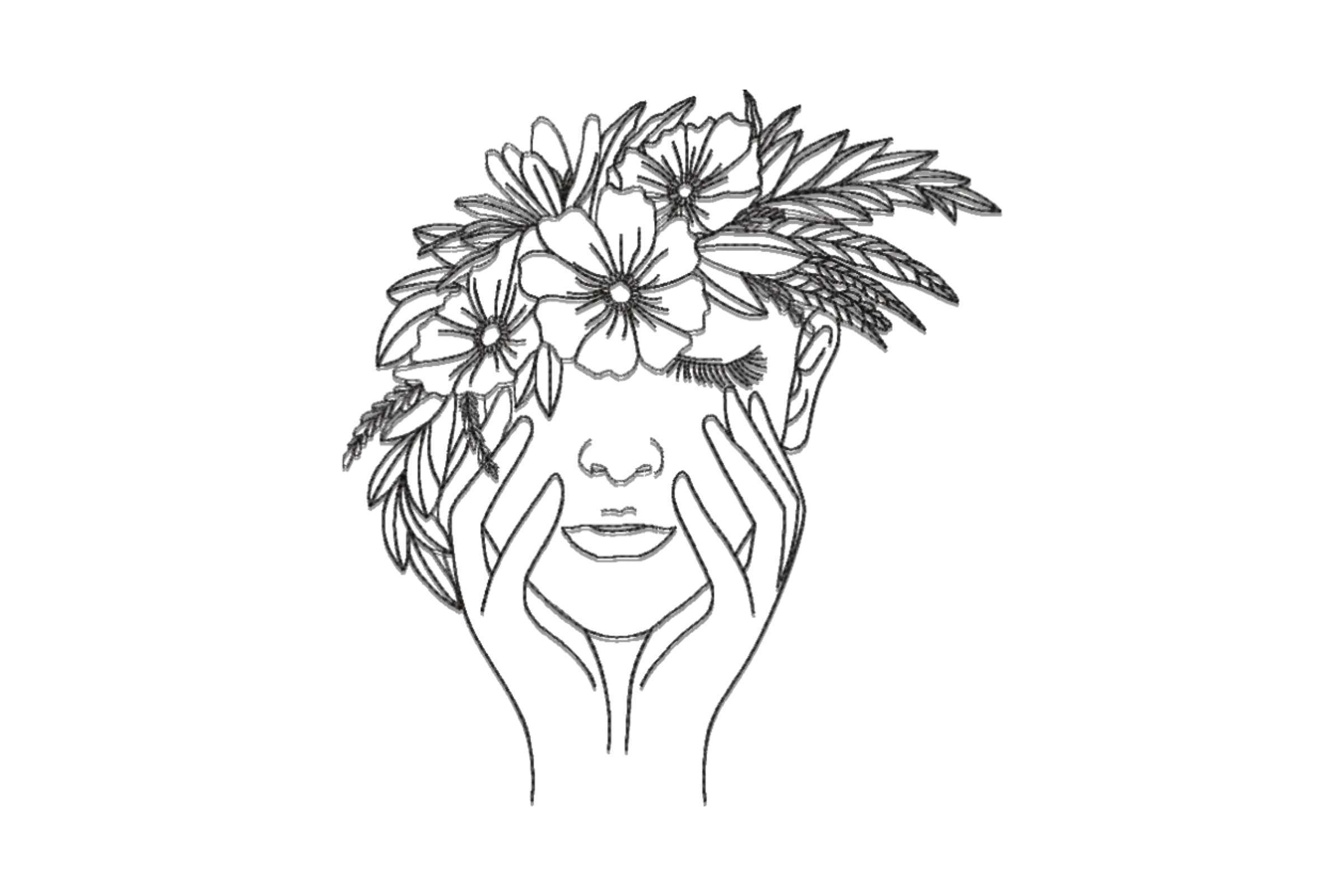 Lady with Flowers Embroidery Design File