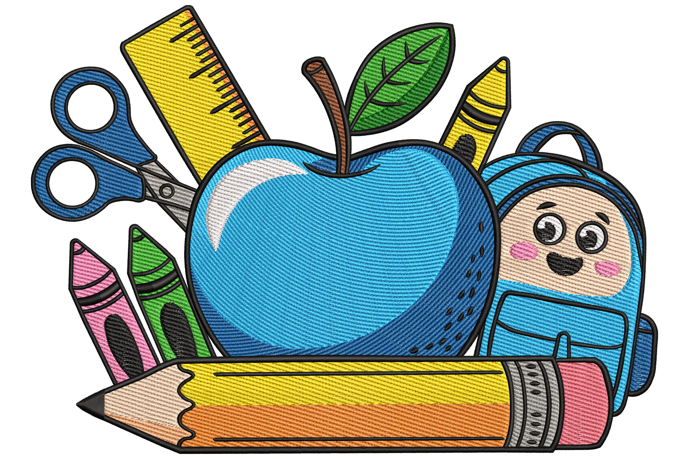 Back to School Apple Embroidery Design