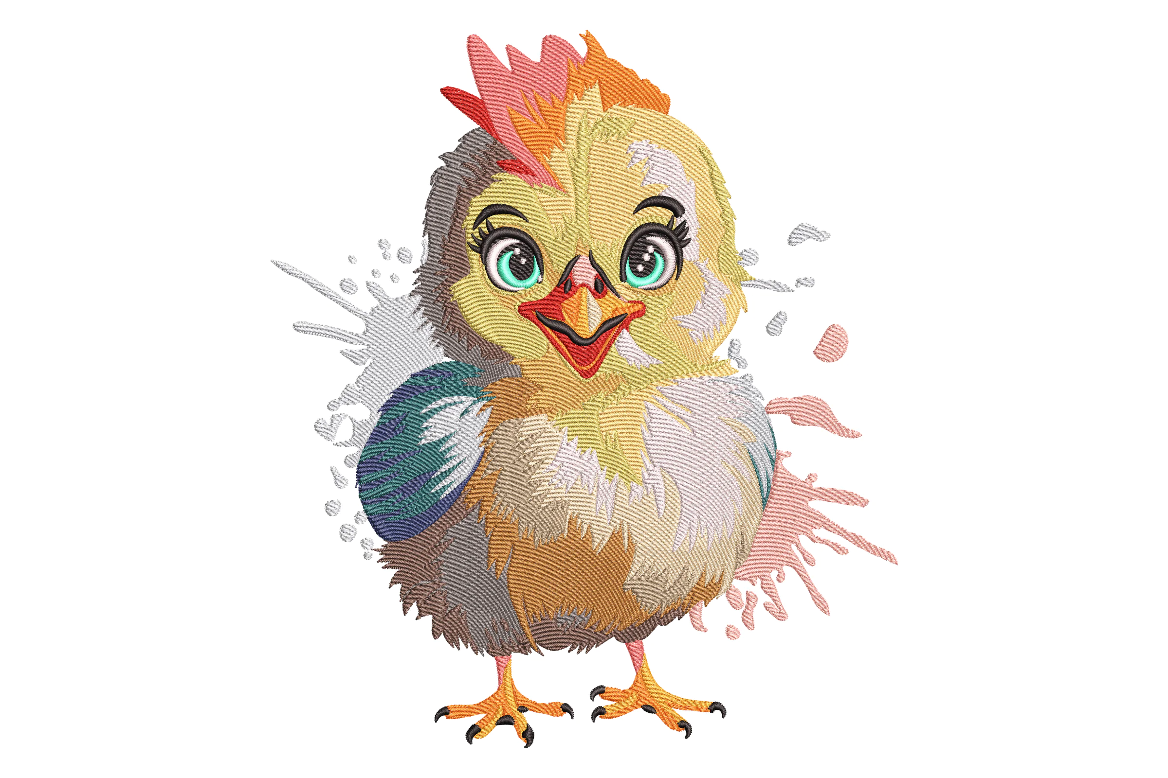 Chick with Splash Embroidery Design