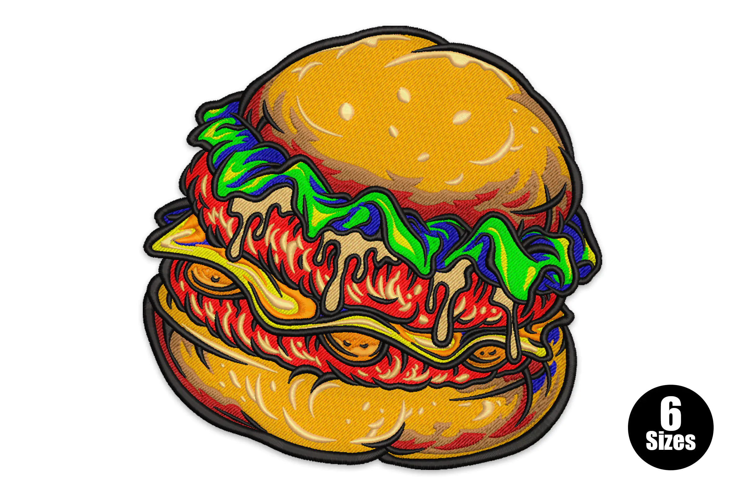 Fast Food Classic Hamburger Embroidery Design