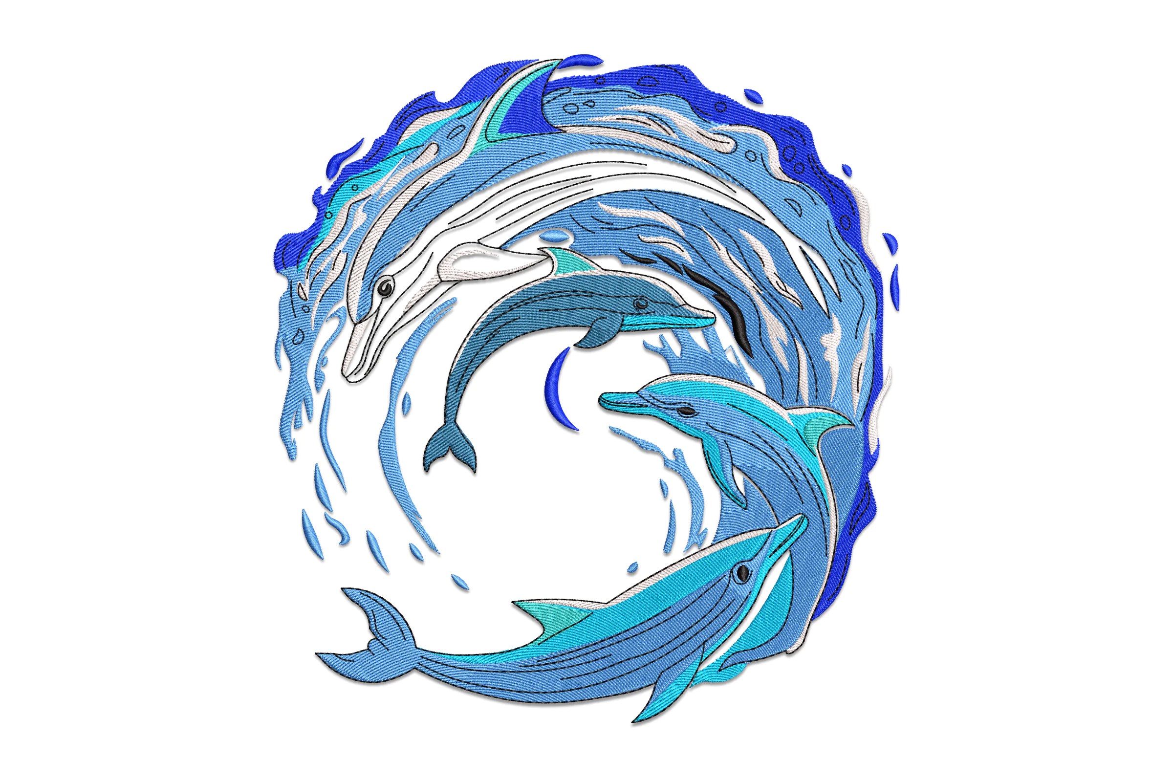Ocean Harmony Dolphin Embroidery Design