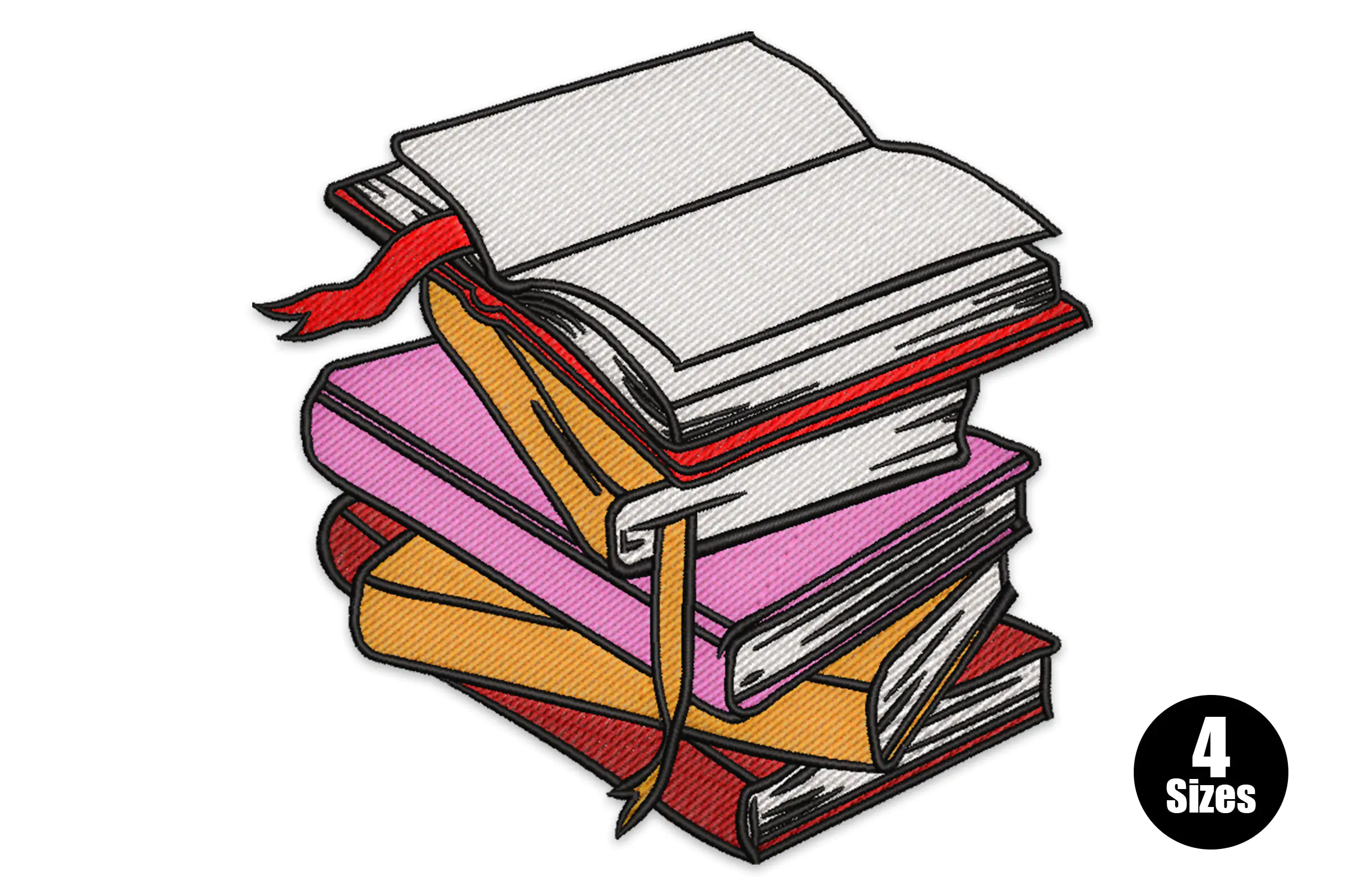 Book Stack Embroidery Design