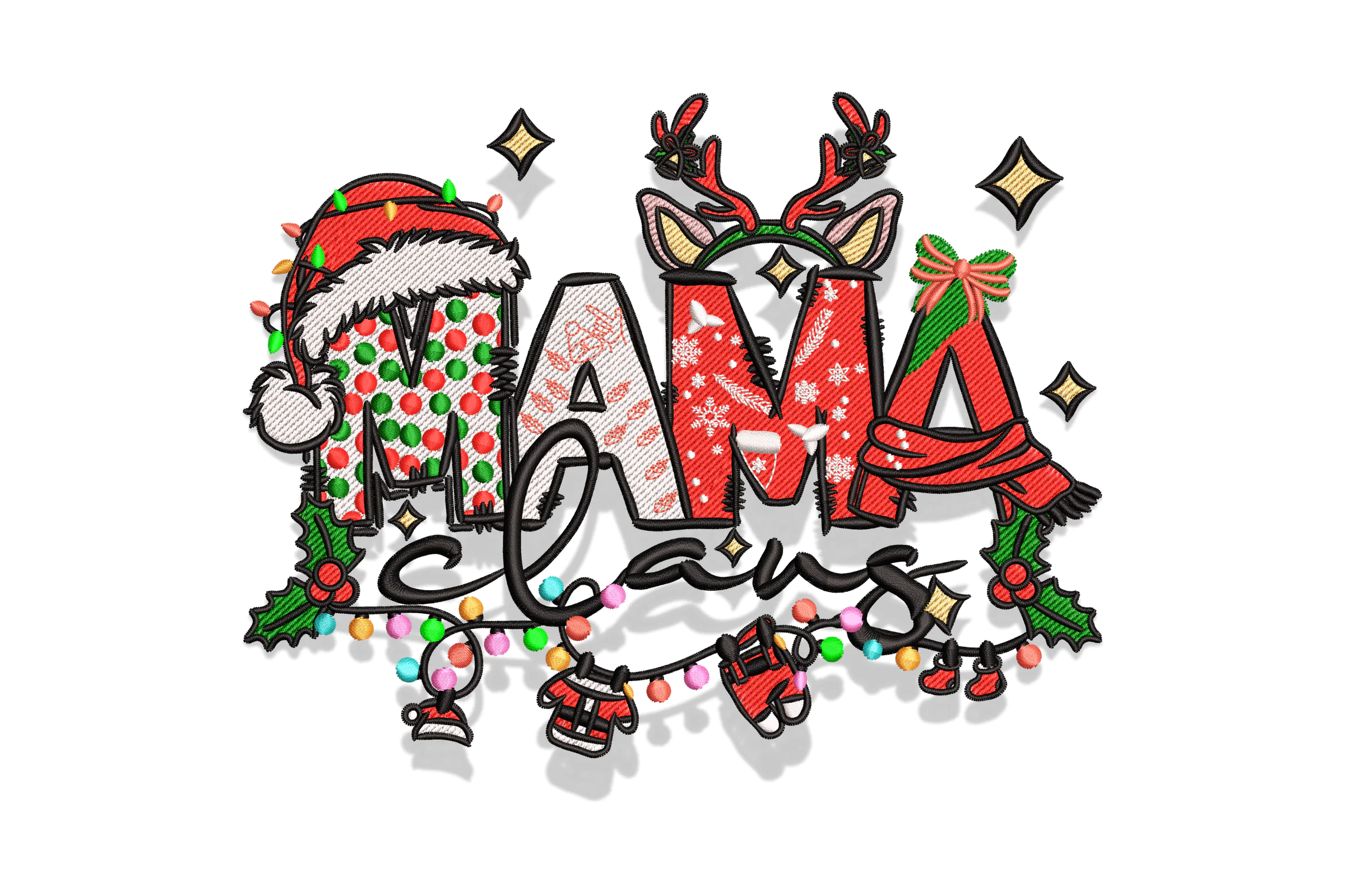 Christmas Mama Embroidery Design